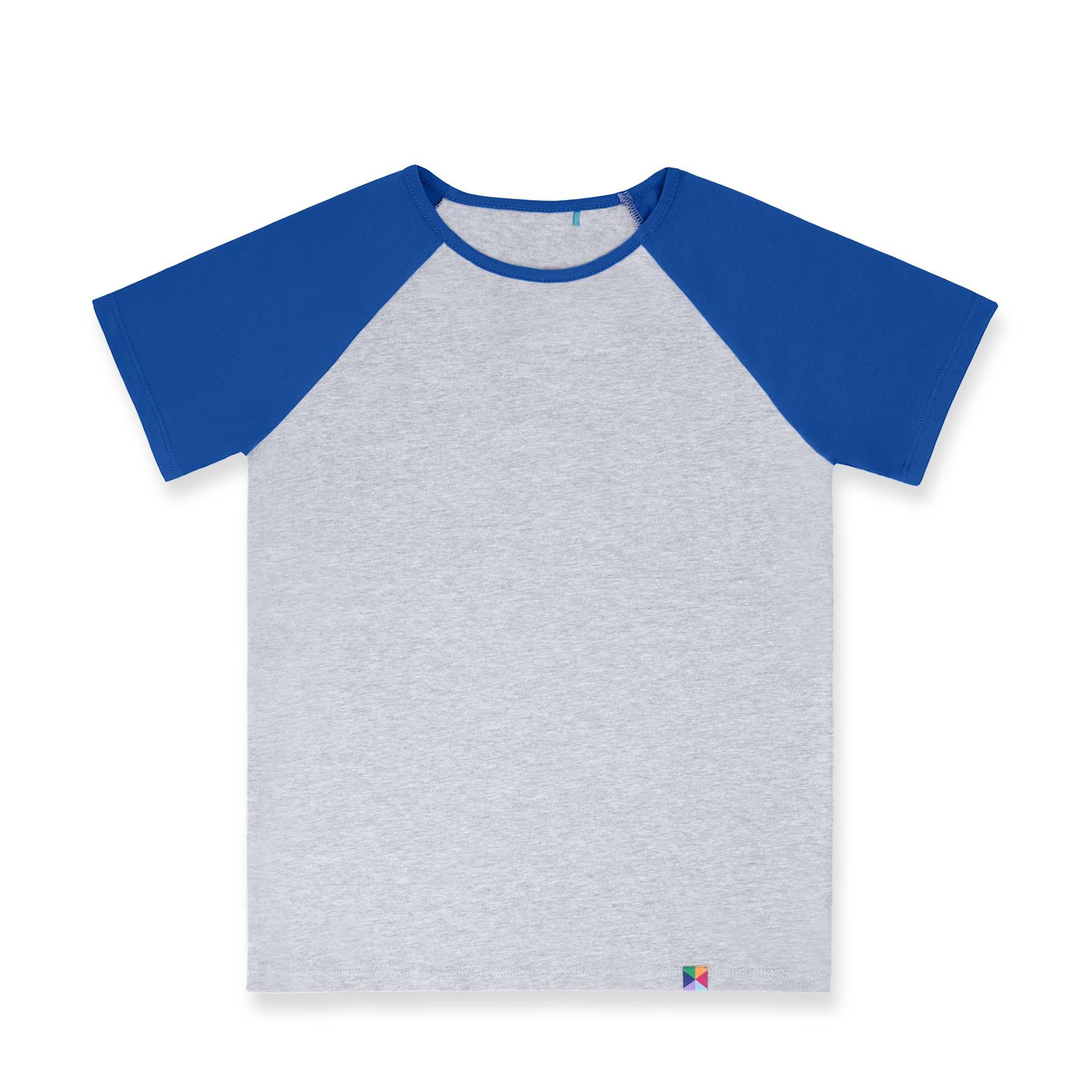 Szaro-niebieska koszulka baseball z krótkim rękawem Junior