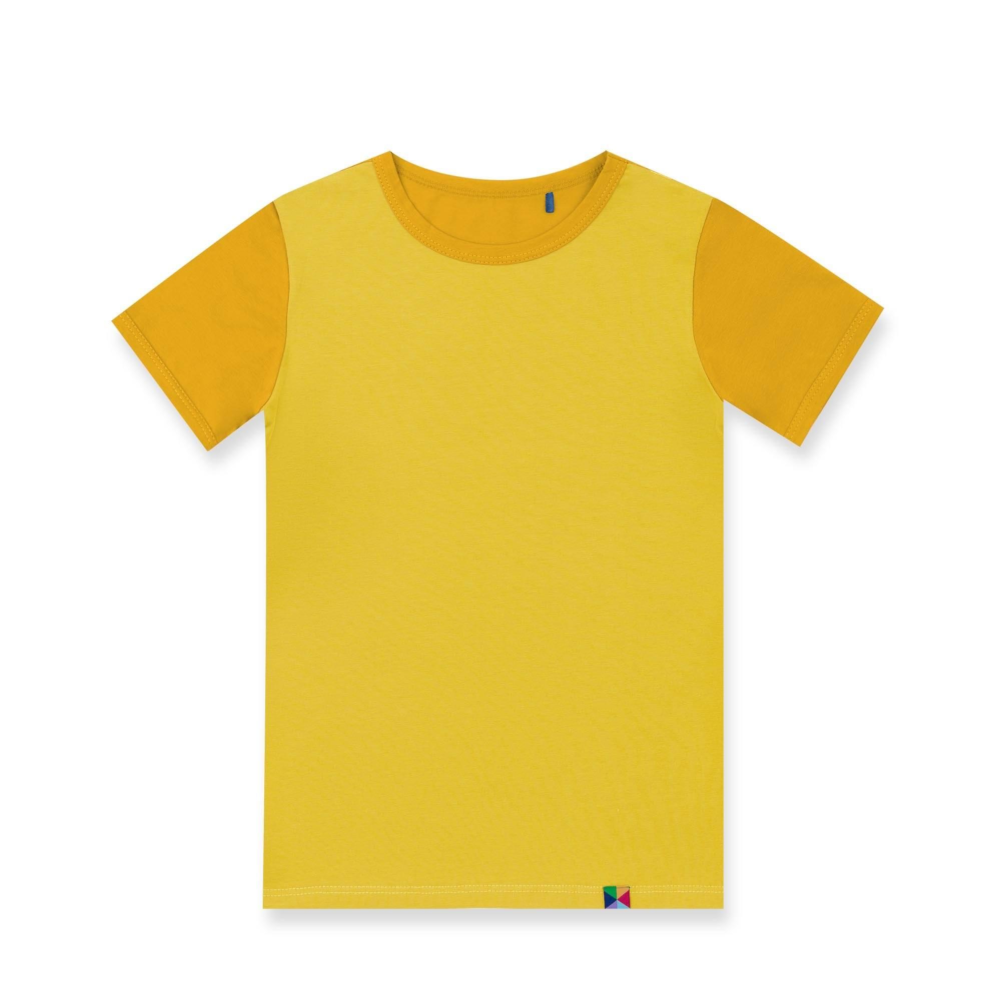 Żółto-musztardowa koszulka dwukolorowa Junior