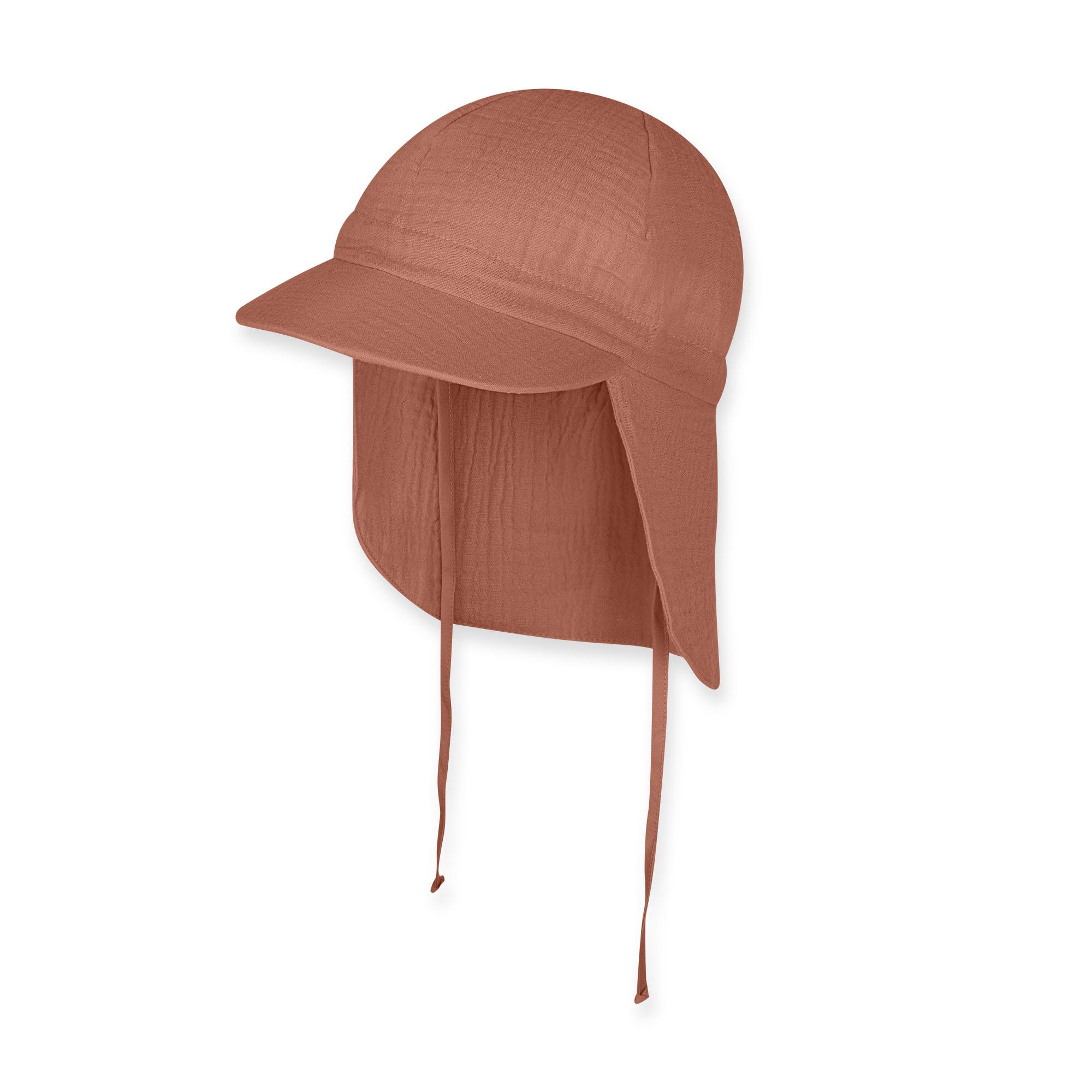 Karmelowa czapka z okapem muślinowa