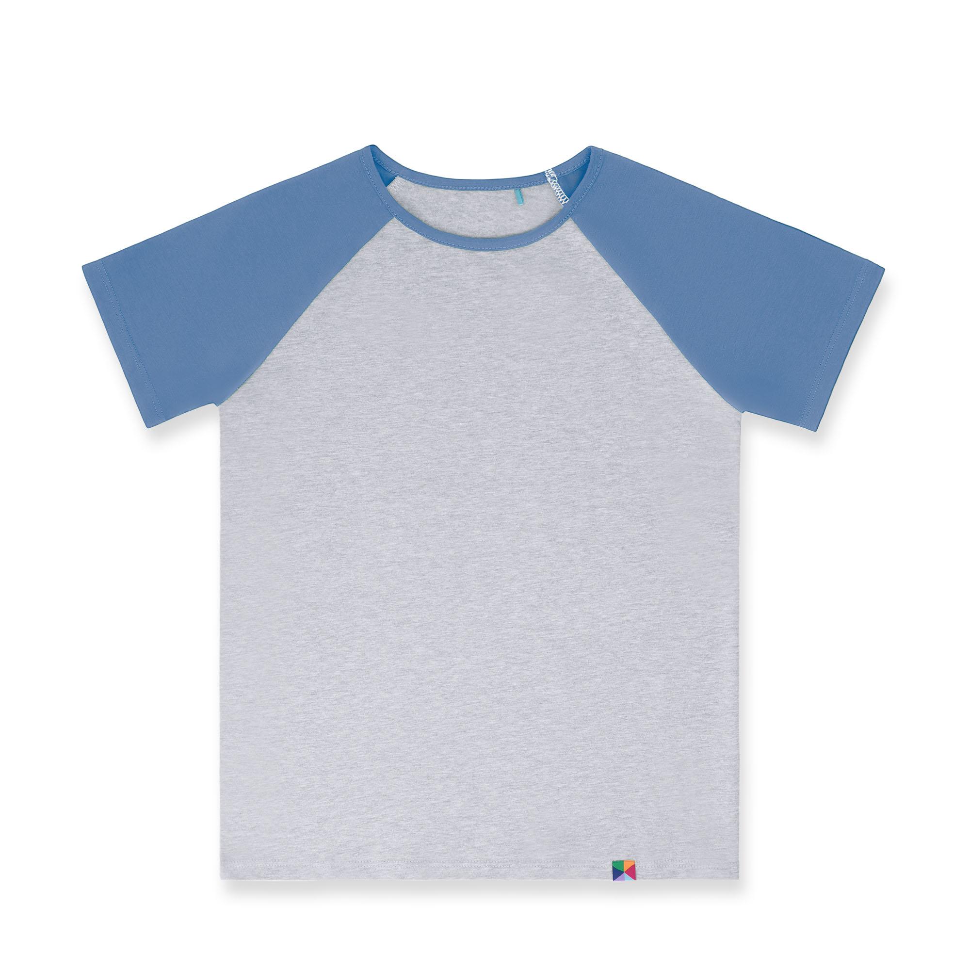 Szaro-błękitna koszulka baseball z krótkim rękawem