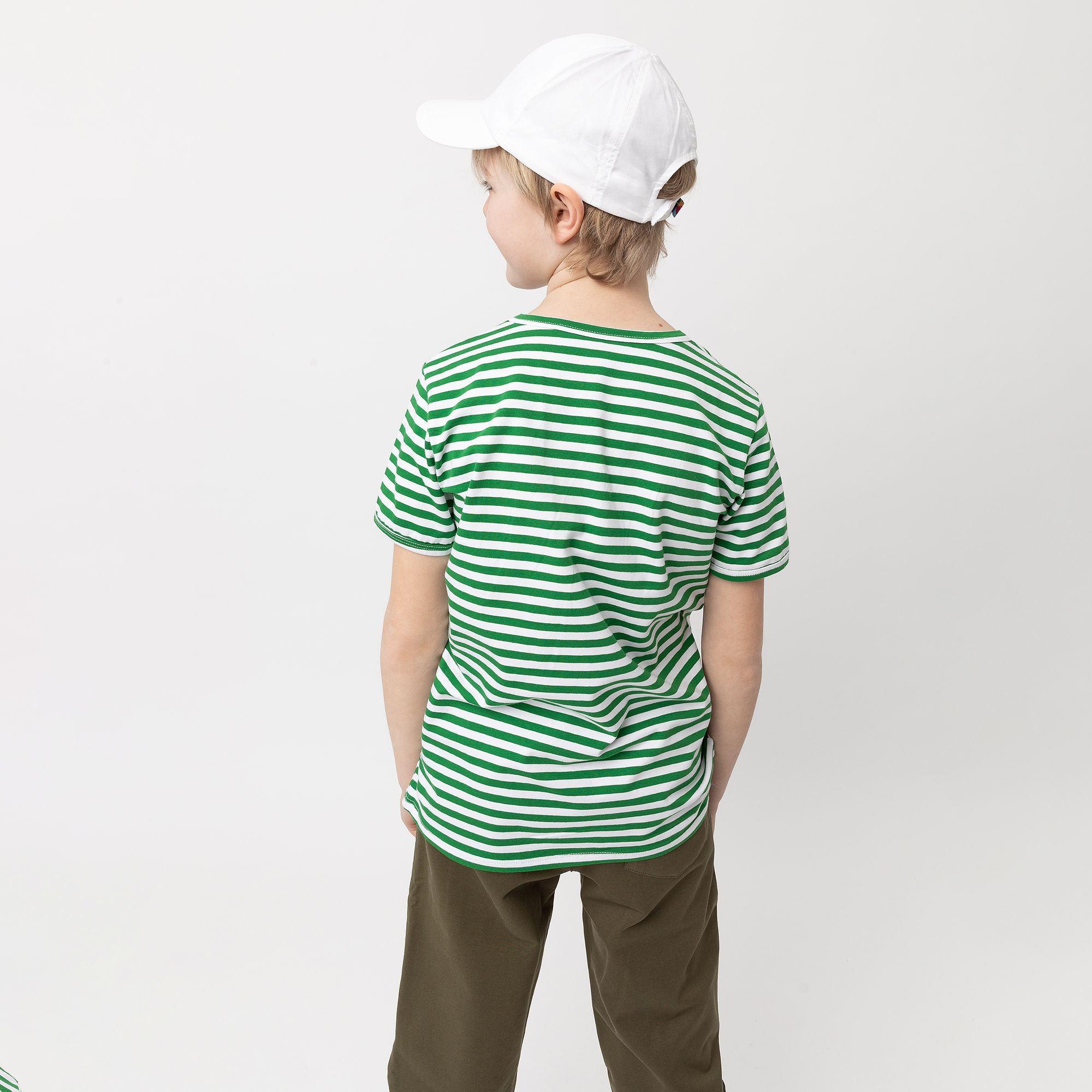 Zielona koszulka z krótkim rękawem w paski Junior