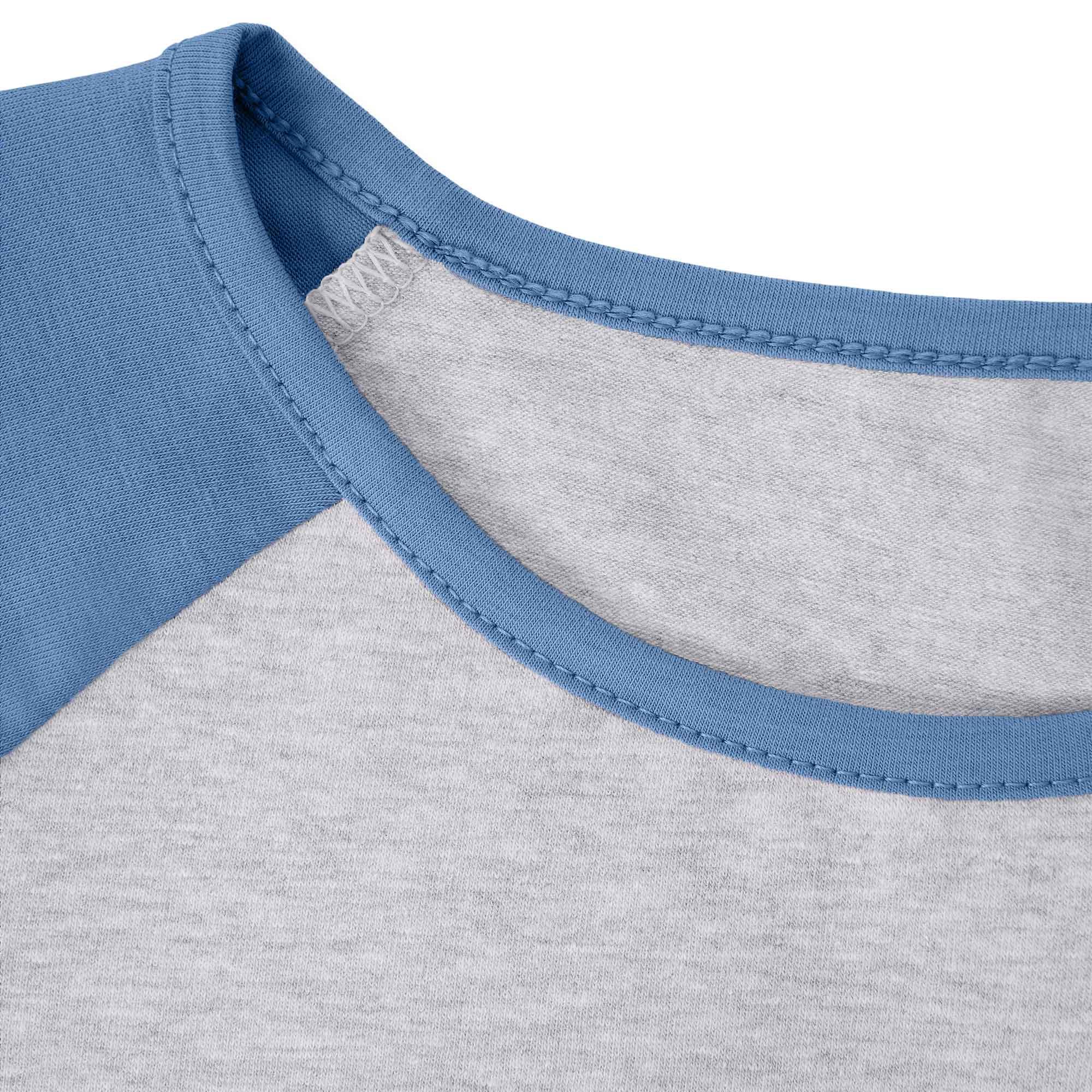 Szaro-błękitna koszulka baseball z krótkim rękawem