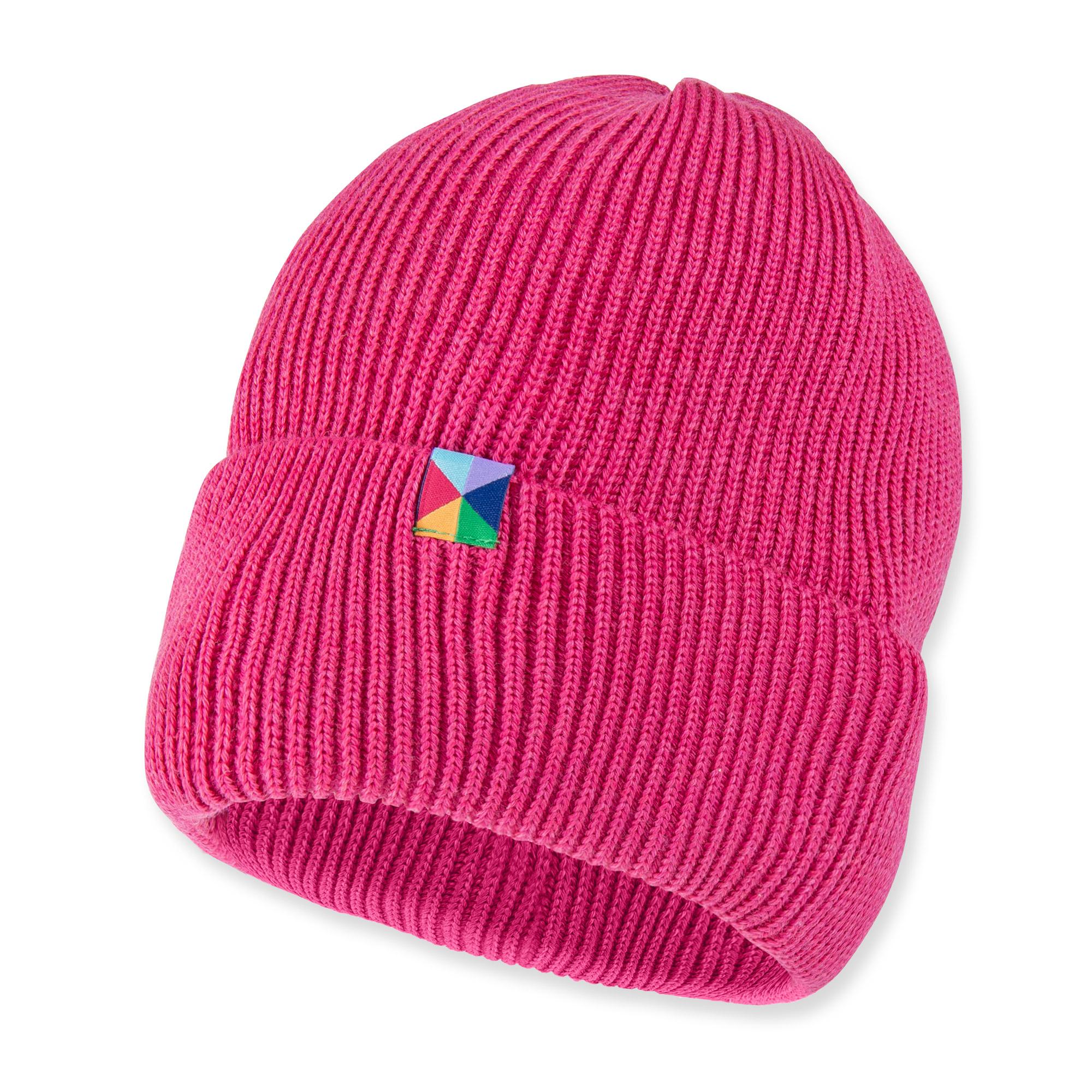 Różowa czapka z wełny merino Junior
