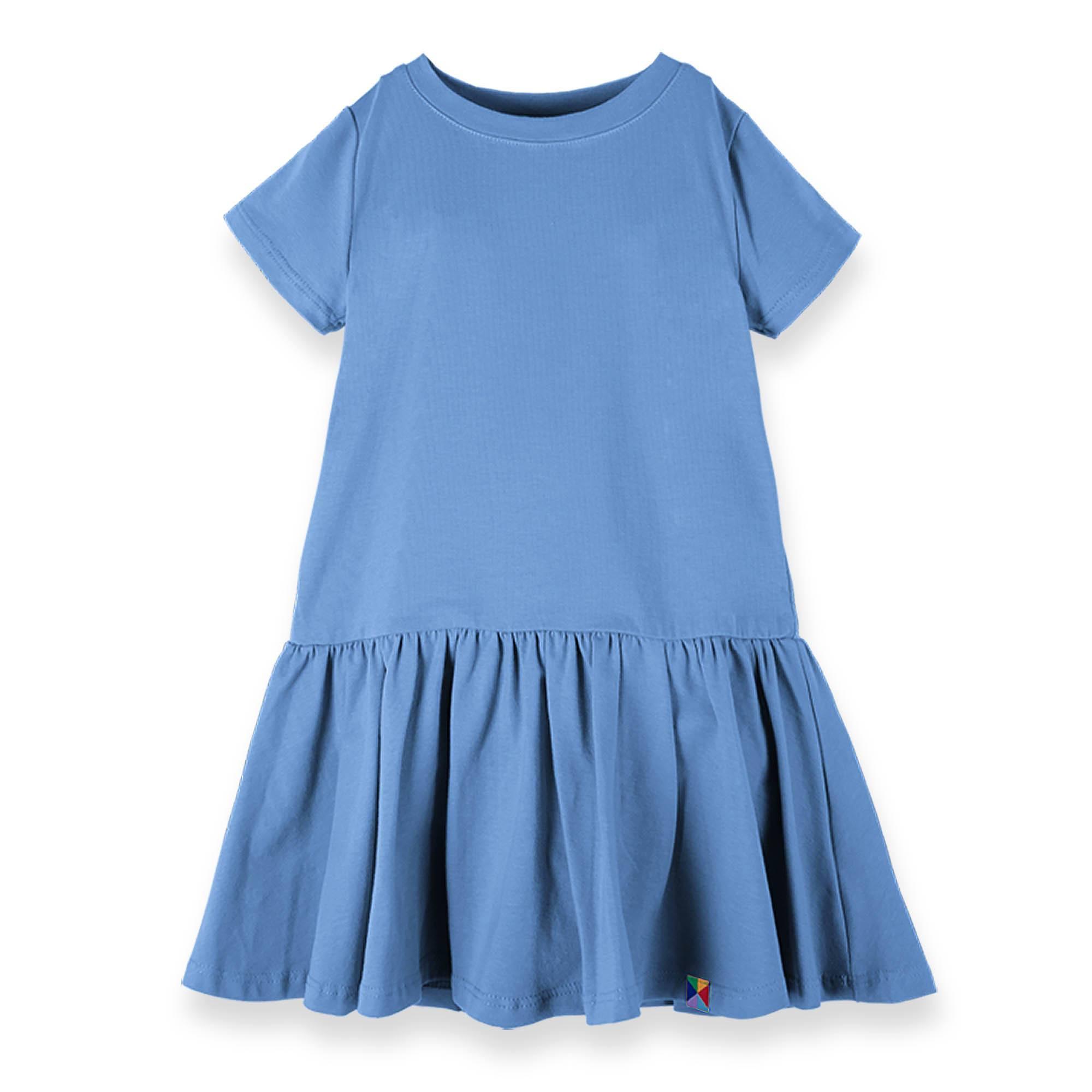 Błękitna sukienka z falbanką Junior