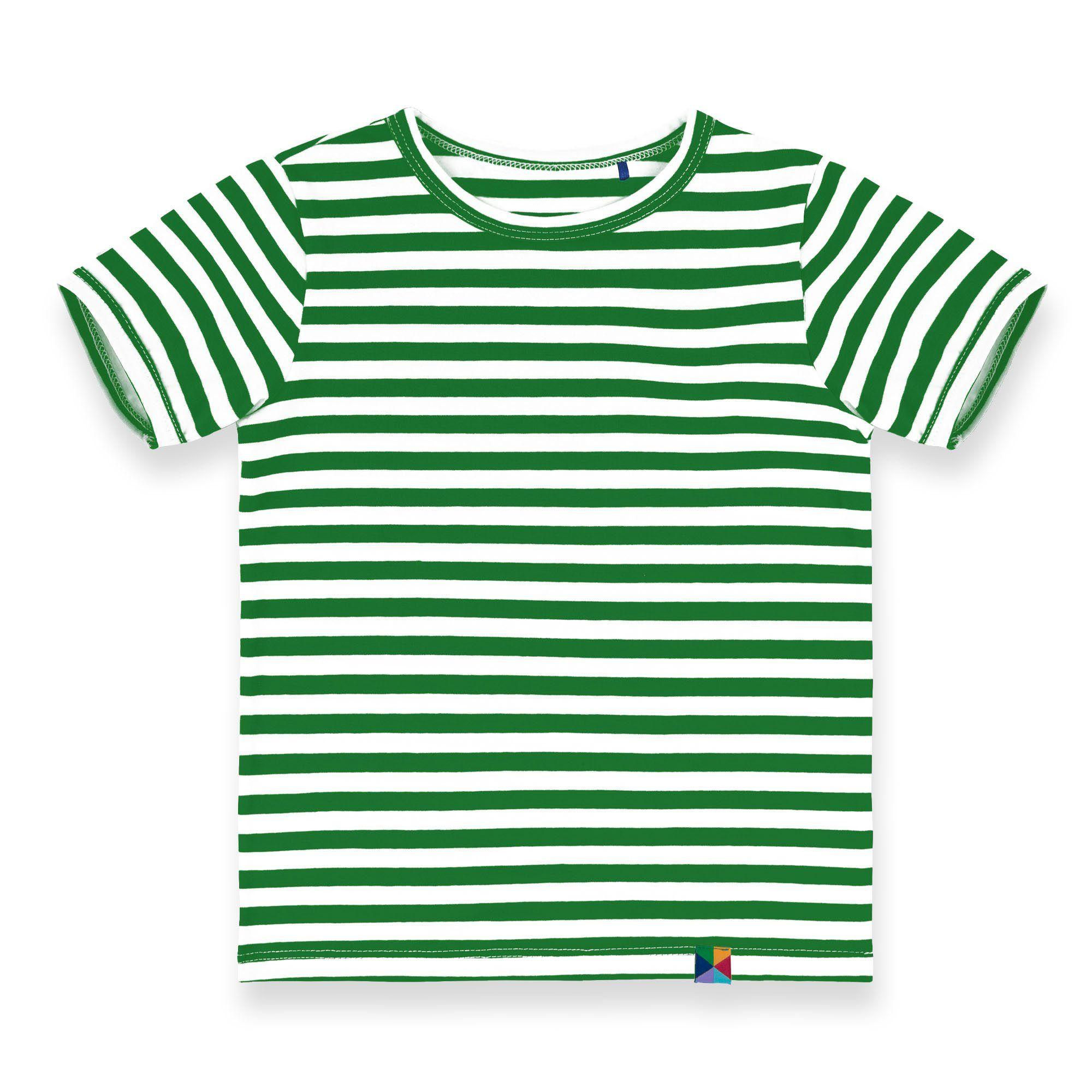 Zielona koszulka z krótkim rękawem w paski Junior