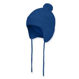 Niebieska czapka z Wełny Merino o grubym splocie niemowlęca