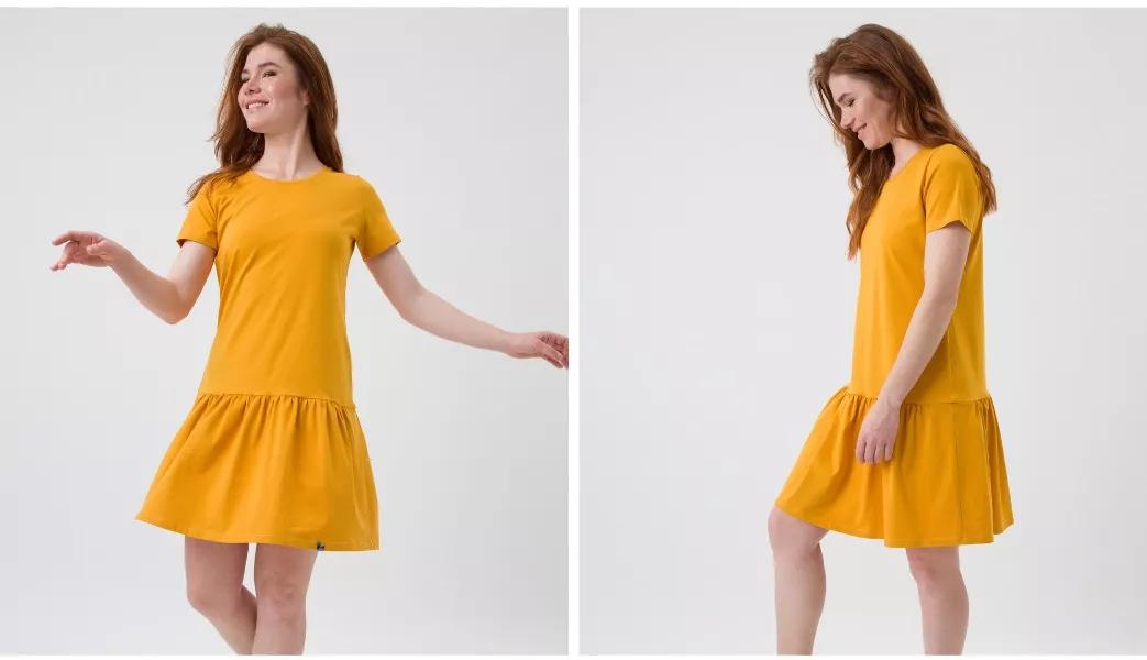 proste sukienki na jesień żółta