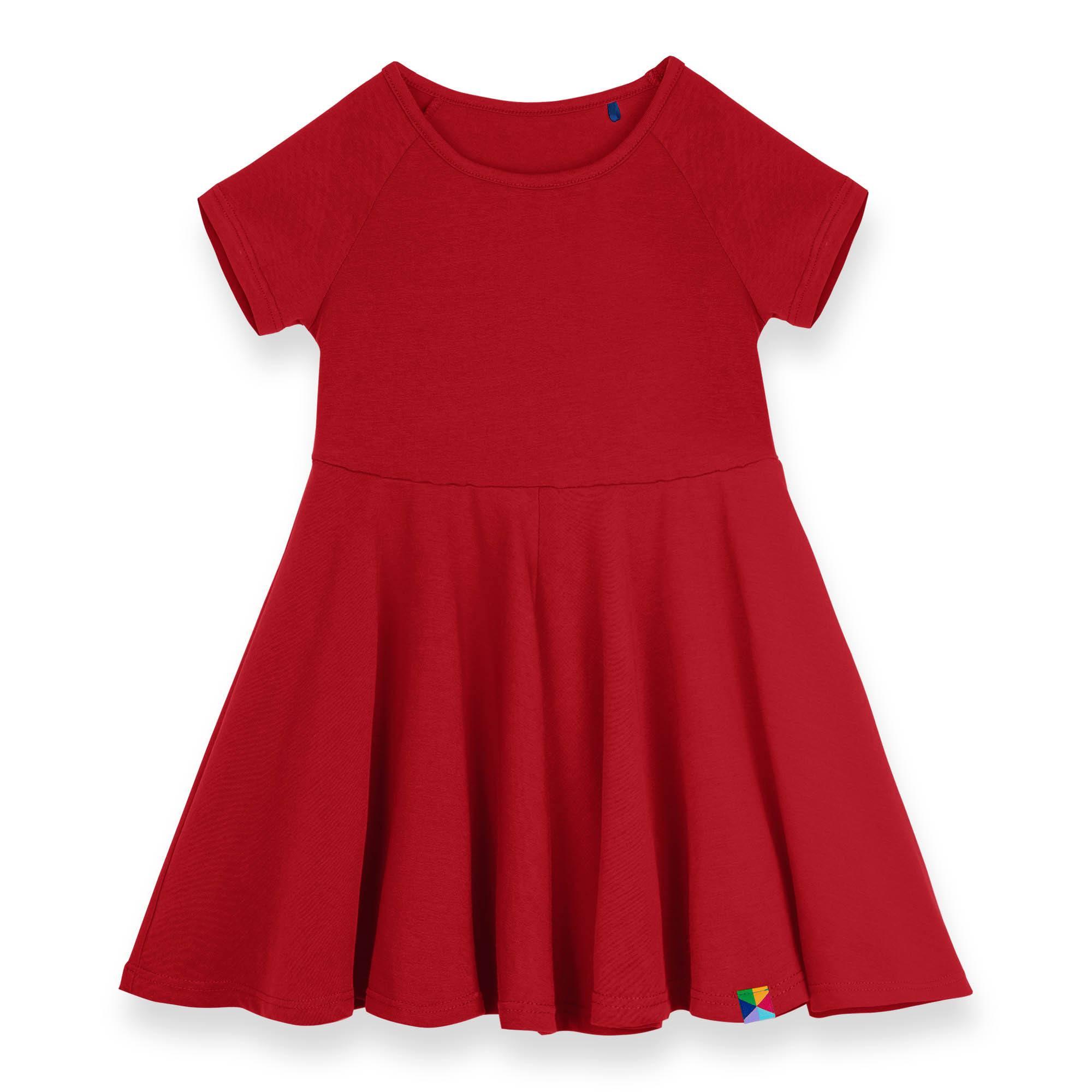 Czerwona sukienka z krótkim rękawem