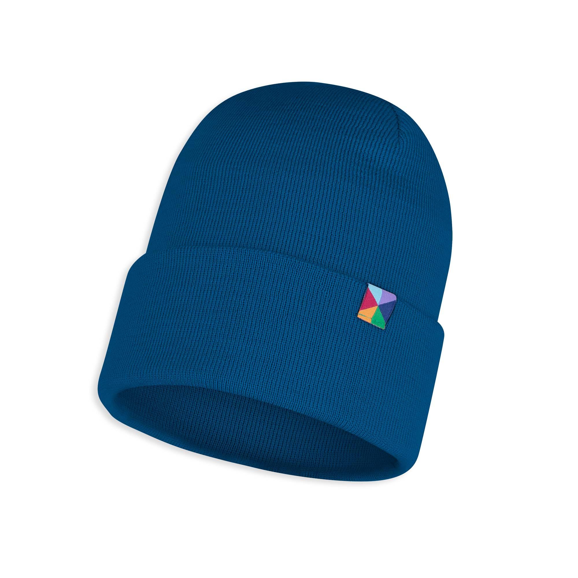Niebieska czapka z wełny merino o drobnym splocie