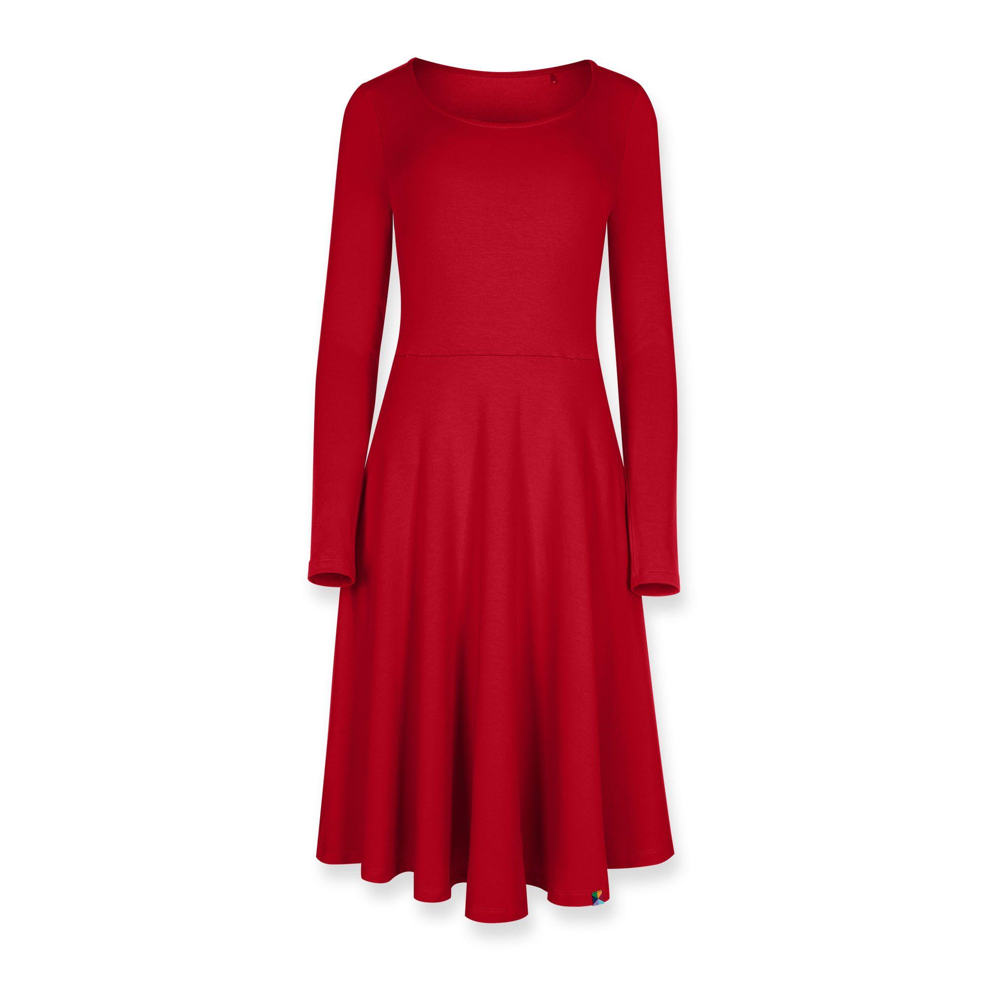 Czerwona sukienka z długim rękawem damska