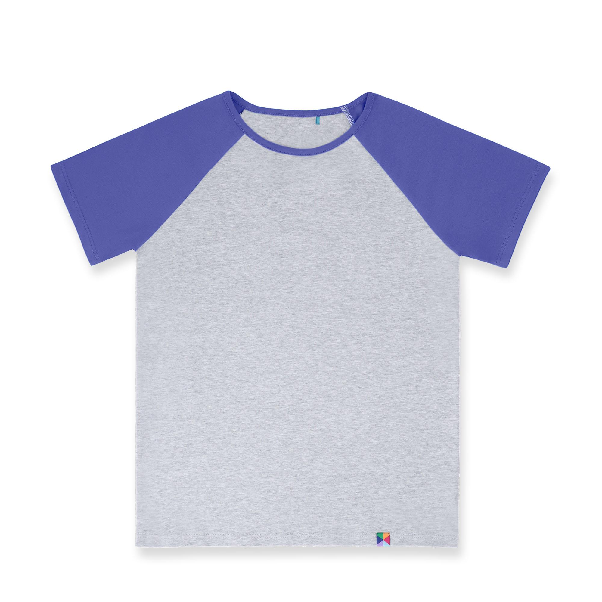 Szaro-barwinkowa koszulka baseball z krótkim rękawem