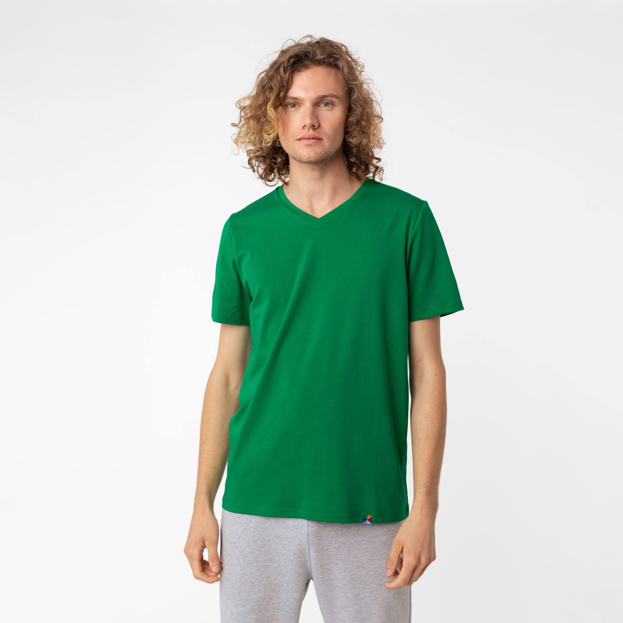 Zielony t-shirt w serek męski