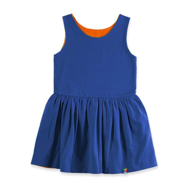Pomarańczowo-niebieska sukienka dwustronna