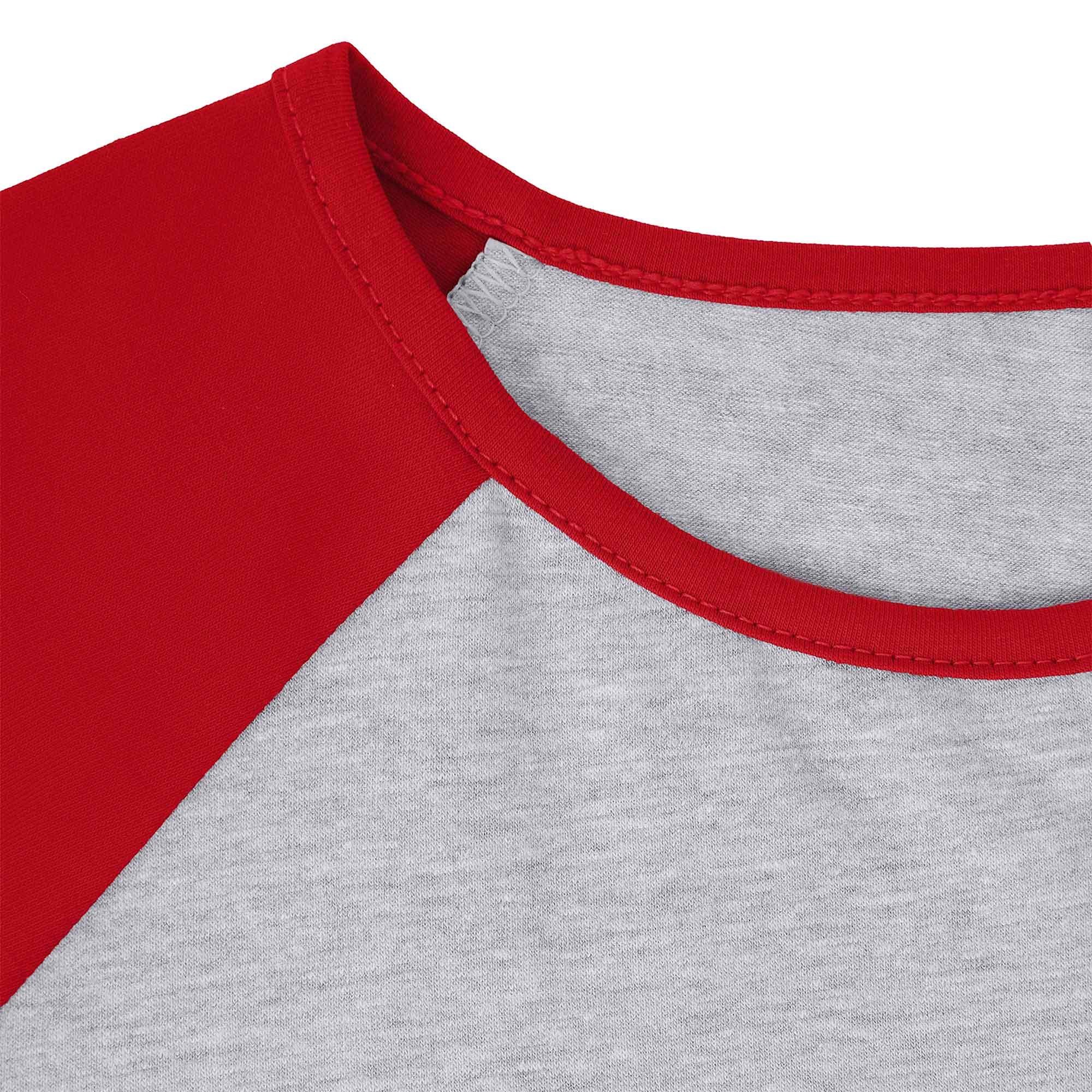 Szaro-czerwona koszulka baseball z krótkim rękawem Junior