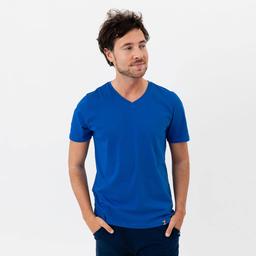 Niebieski T-shirt w serek męski