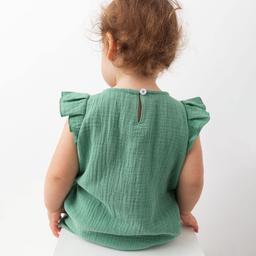Seledynowa sukienka muślinowa niemowlęca