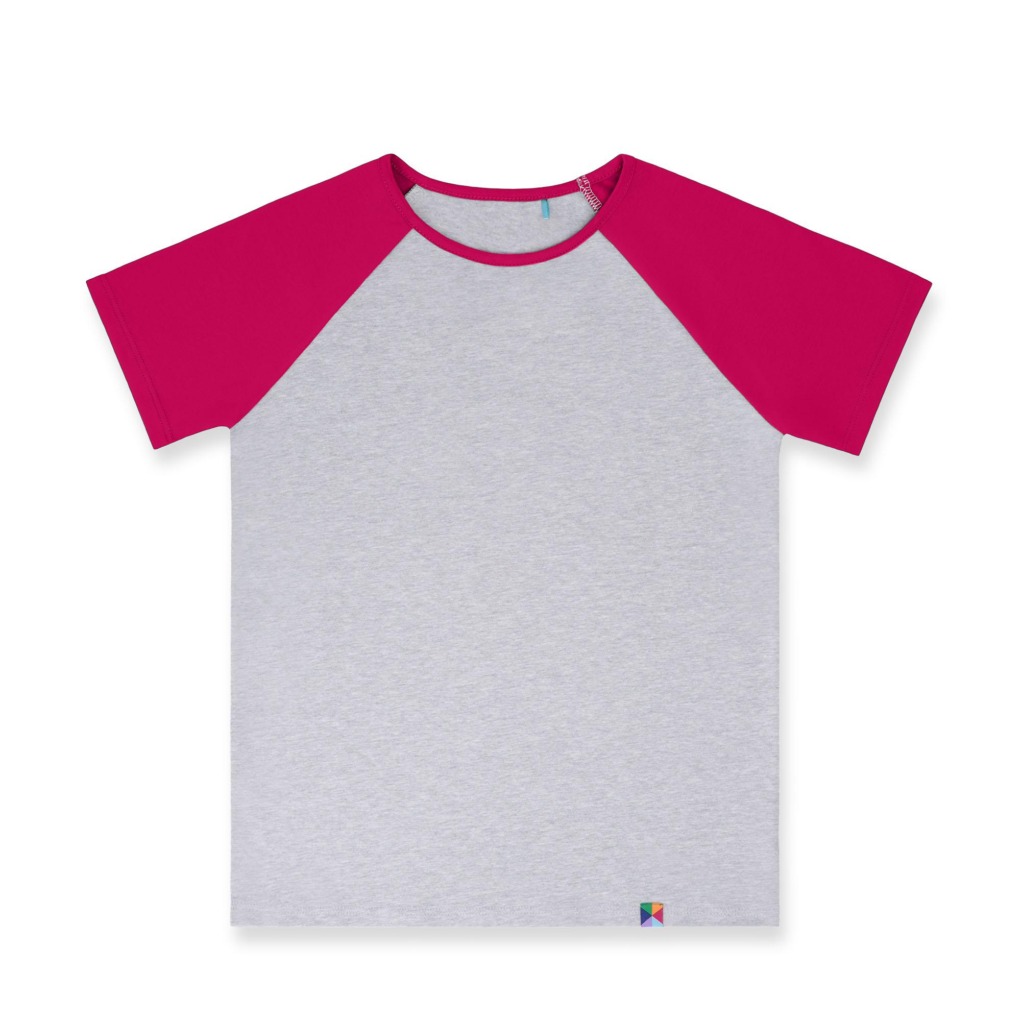 Szaro-różowa koszulka baseball z krótkim rękawem Junior