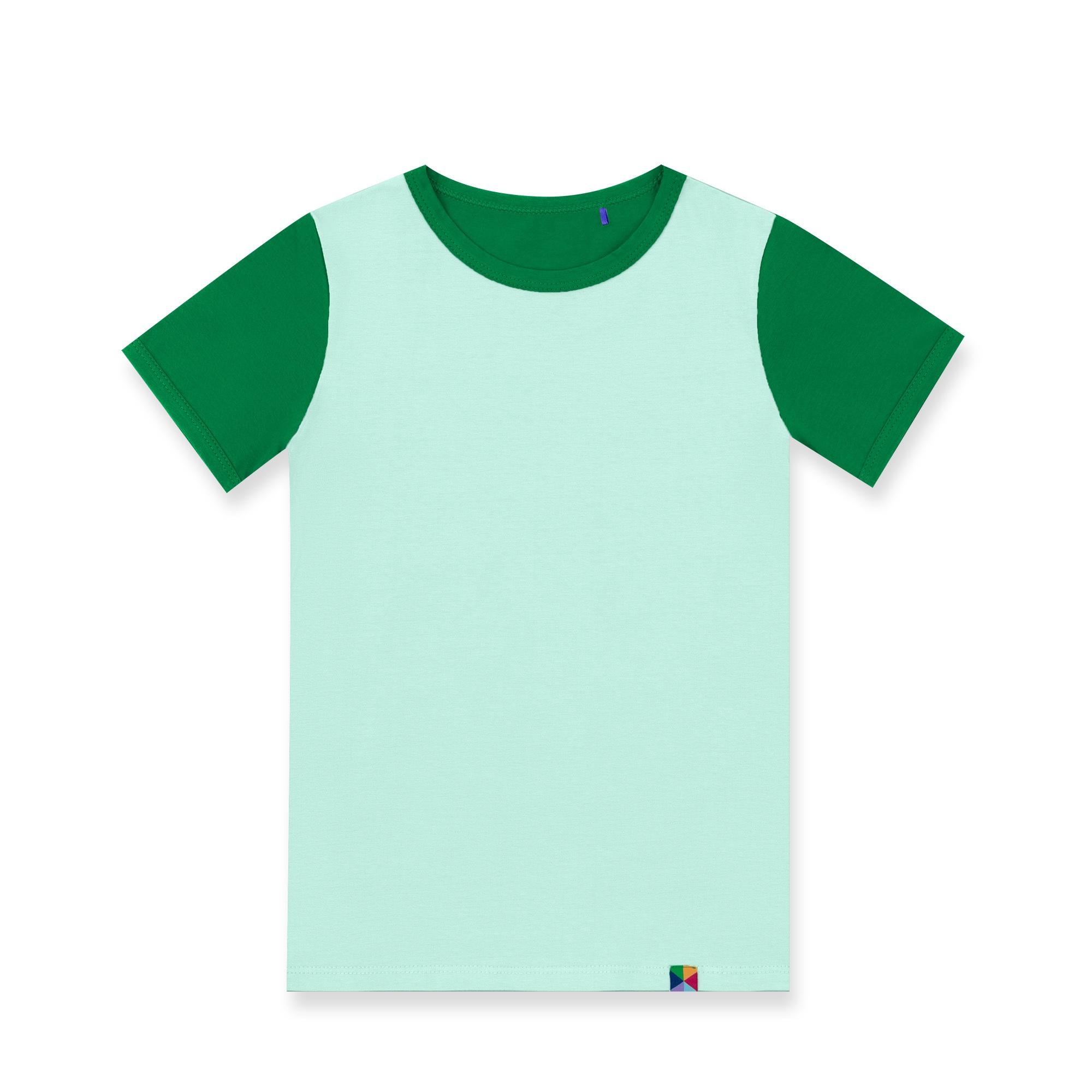 Miętowo-zielona koszulka dwukolorowa