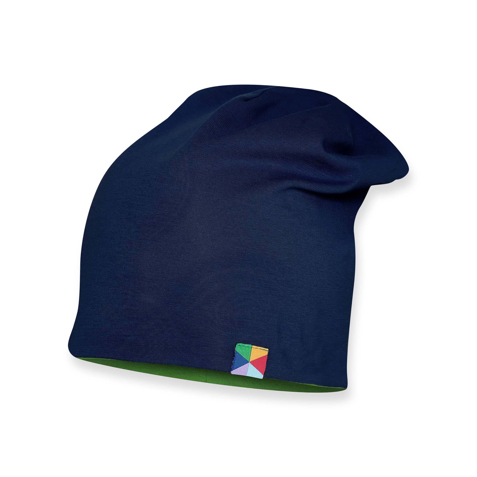 Granatowo-zielona czapka dwustronna