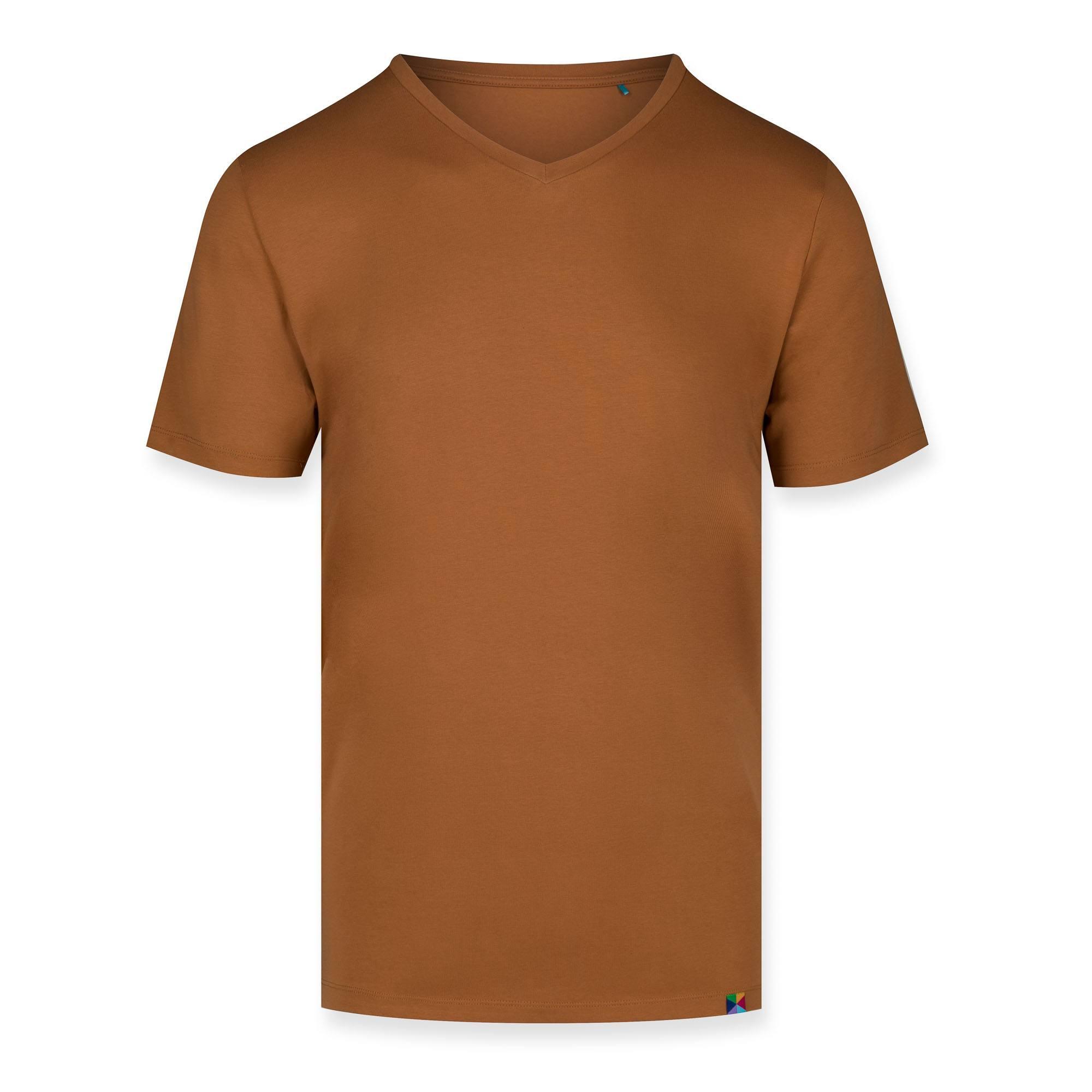 Karmelowy t-shirt w serek męski