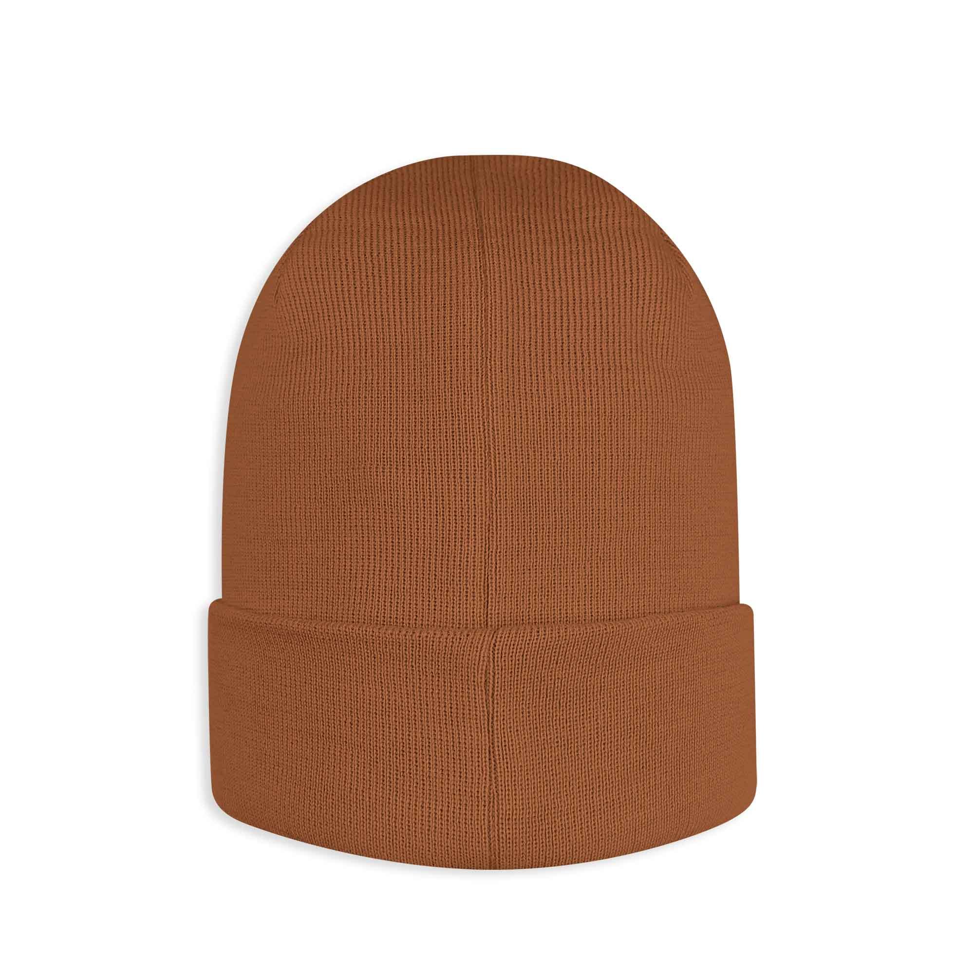 Karmelowa czapka z wełny merino o drobnym splocie
