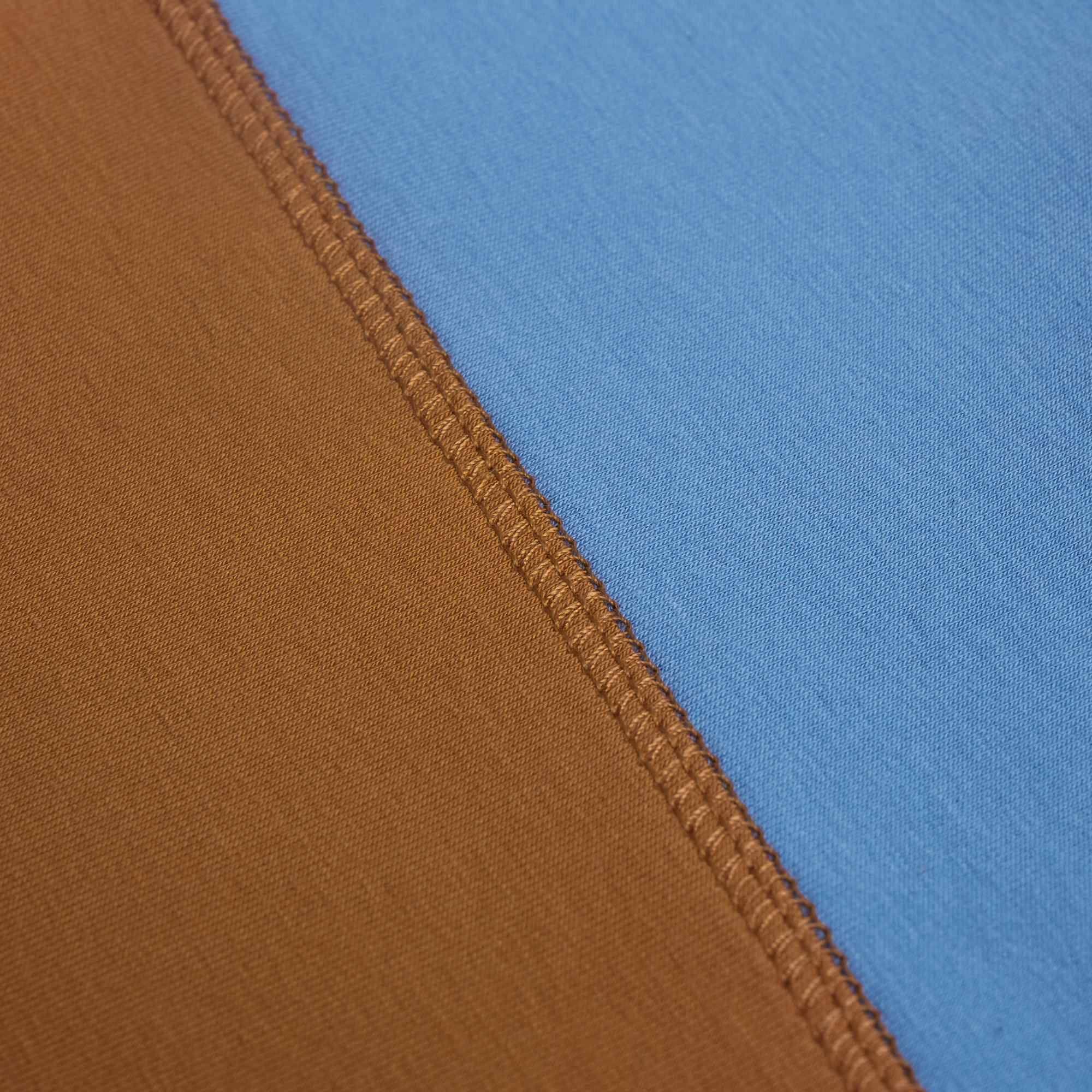Błękitno-karmelowa bluzka dwukolorowa