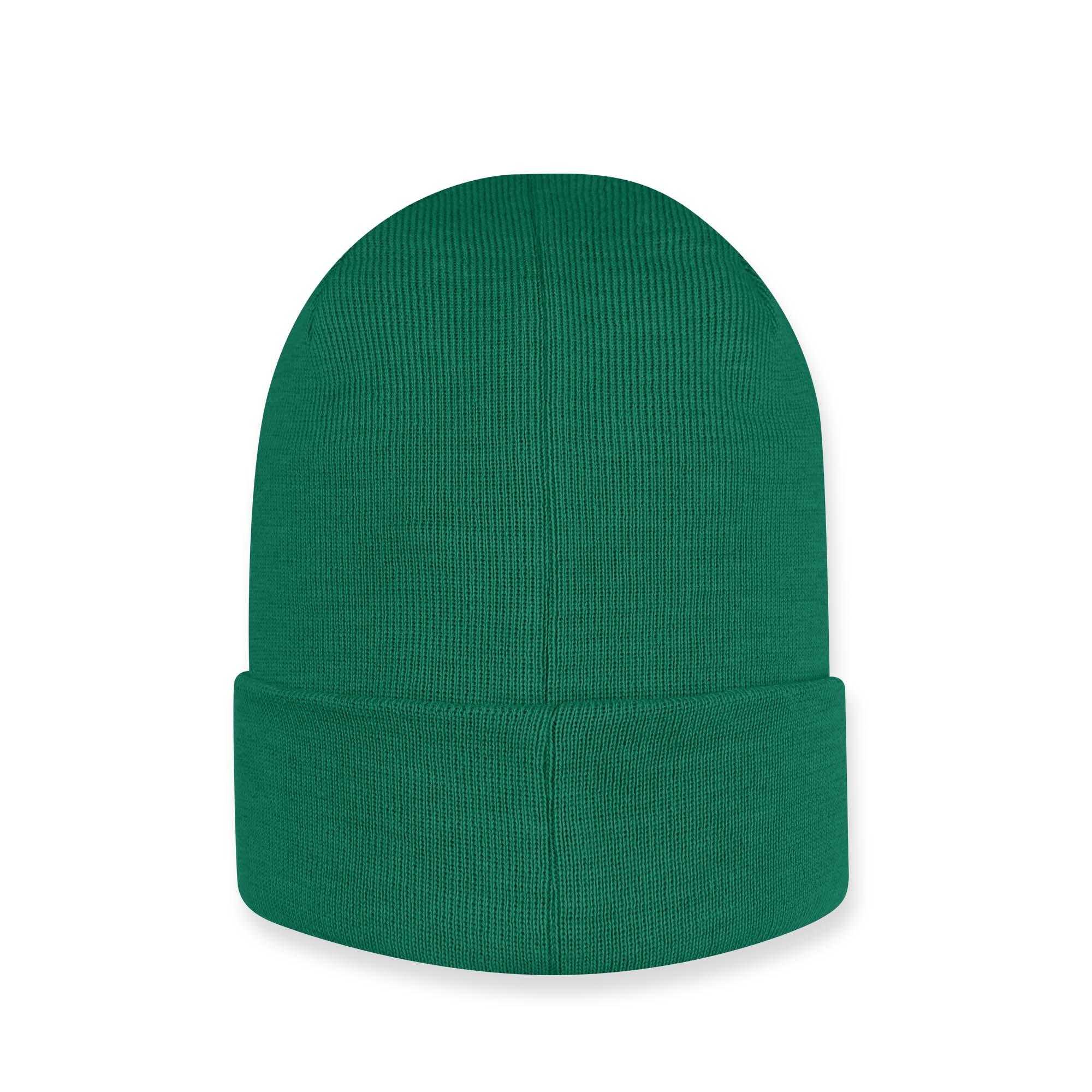 Zielona czapka z wełny merino o drobnym splocie