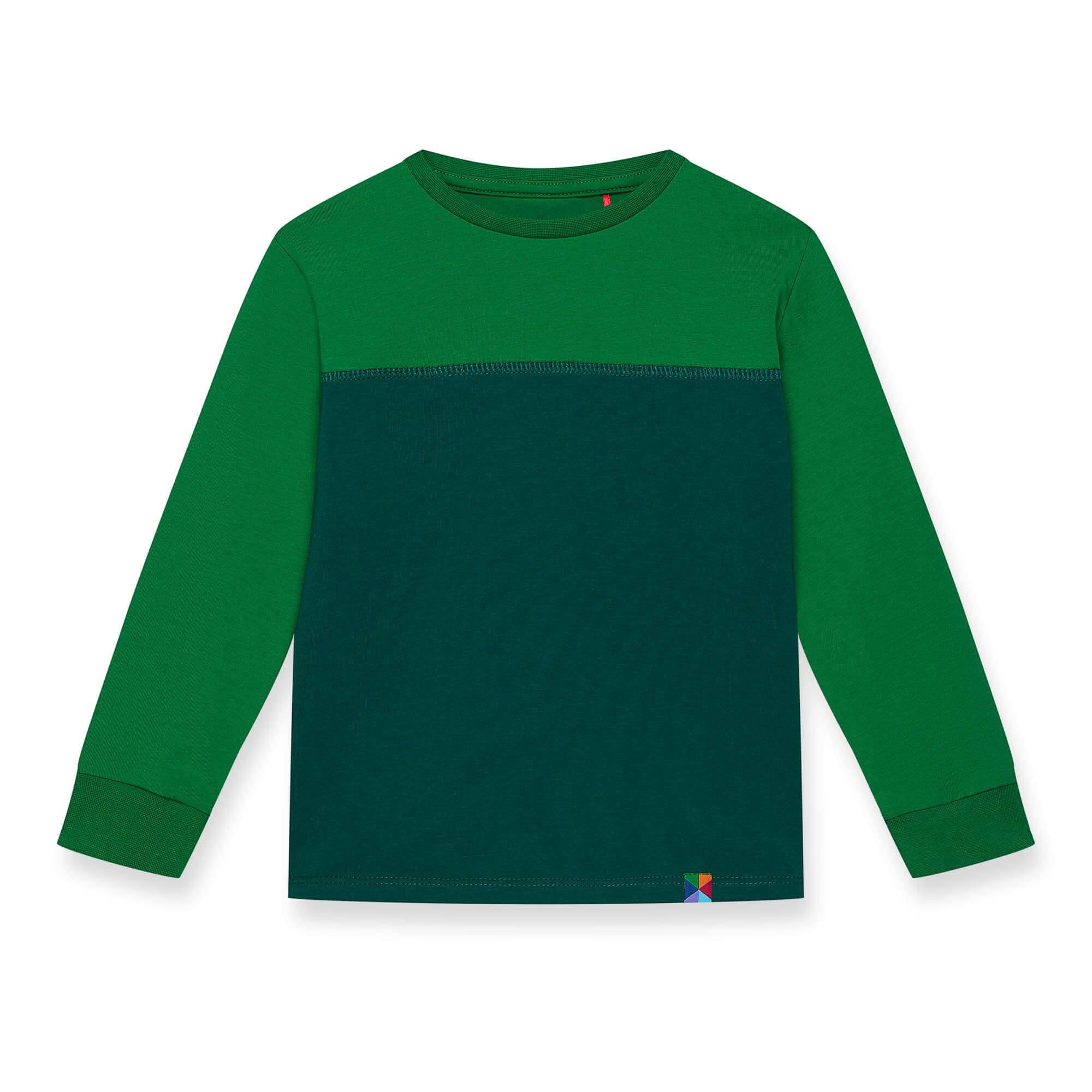 Zielono-butelkowozielona bluzka dwukolorowa