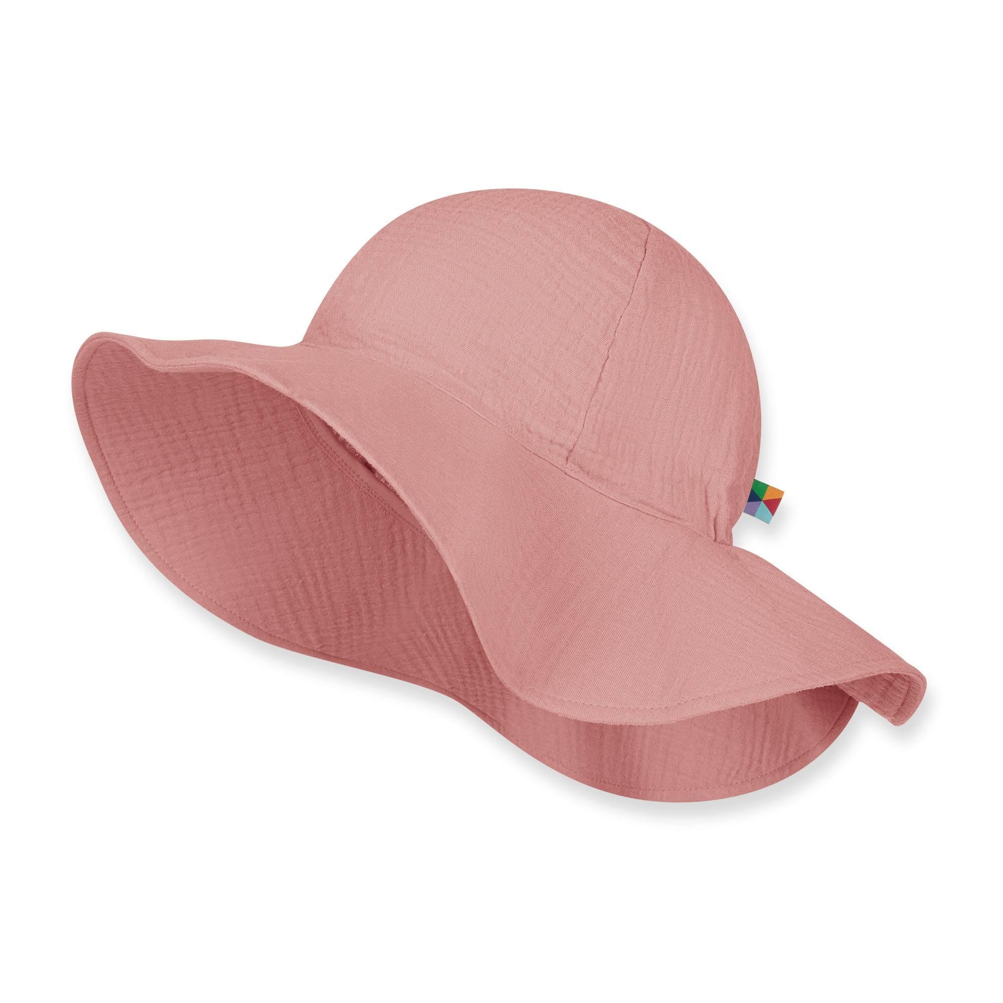 Różowy kapelusz z rondem muślinowy