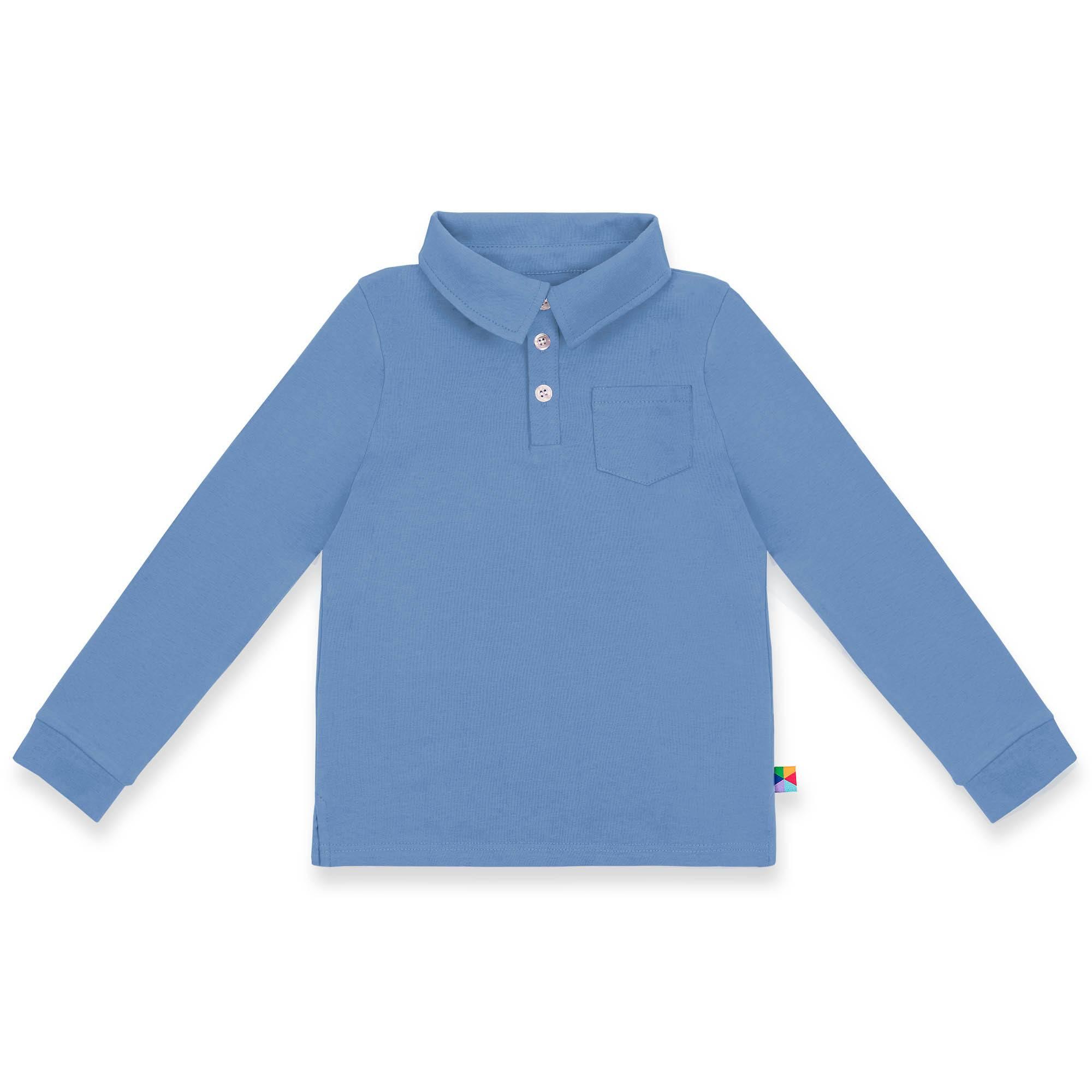 Błękitna koszulka polo z długim rękawem