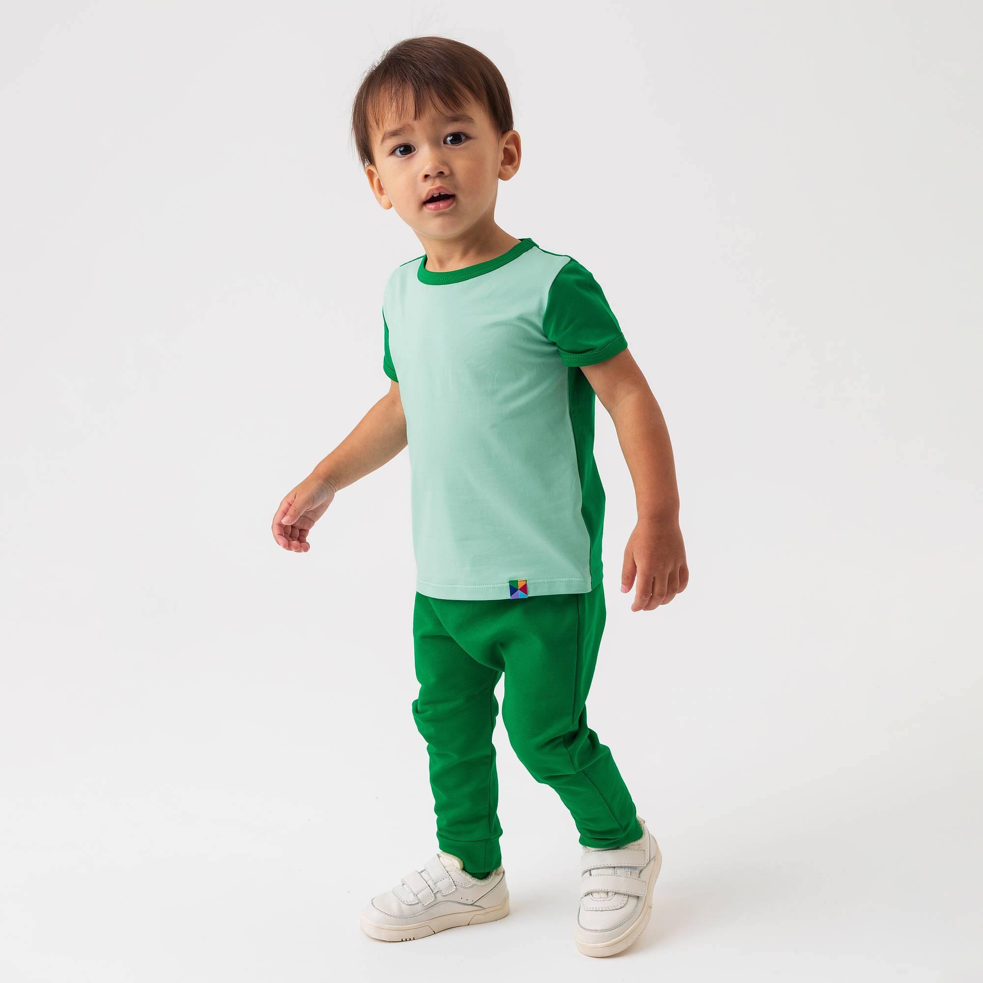Miętowo-zielona koszulka dwukolorowa niemowlęca