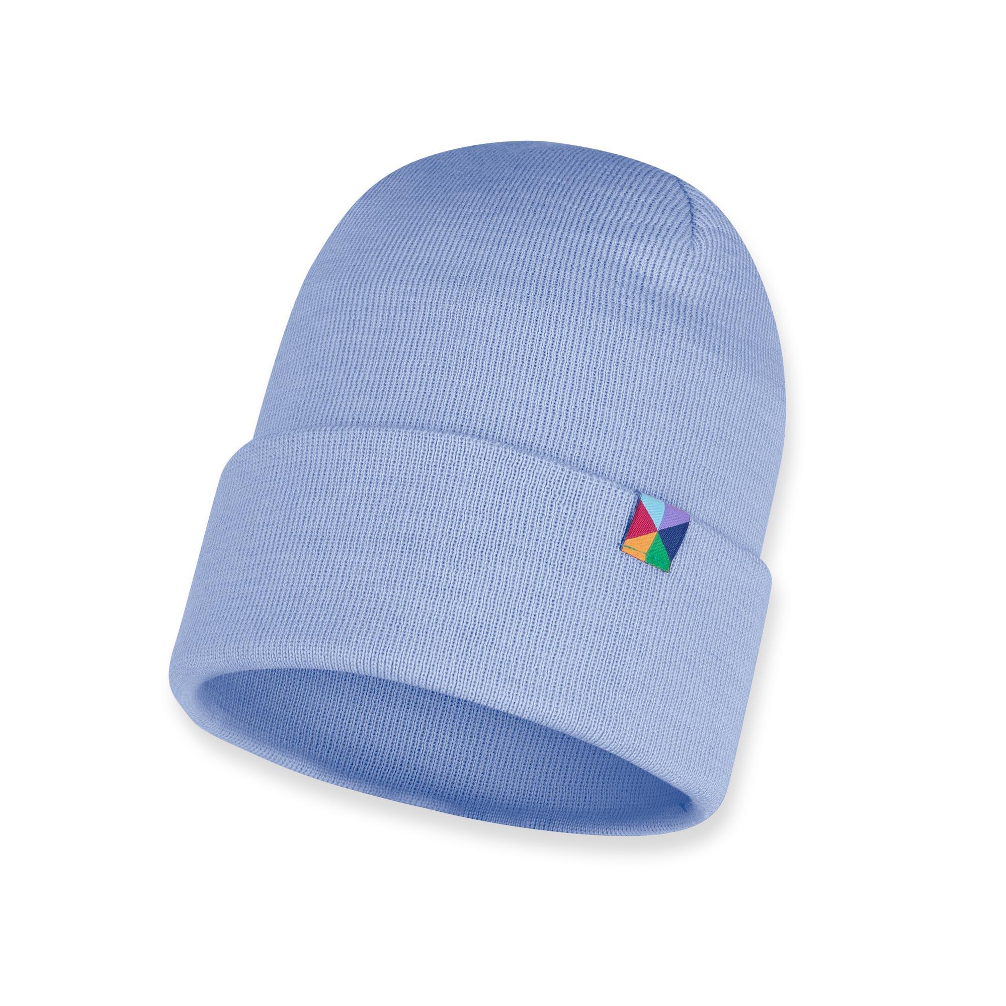 Błękitna czapka z wełny merino o drobnym splocie