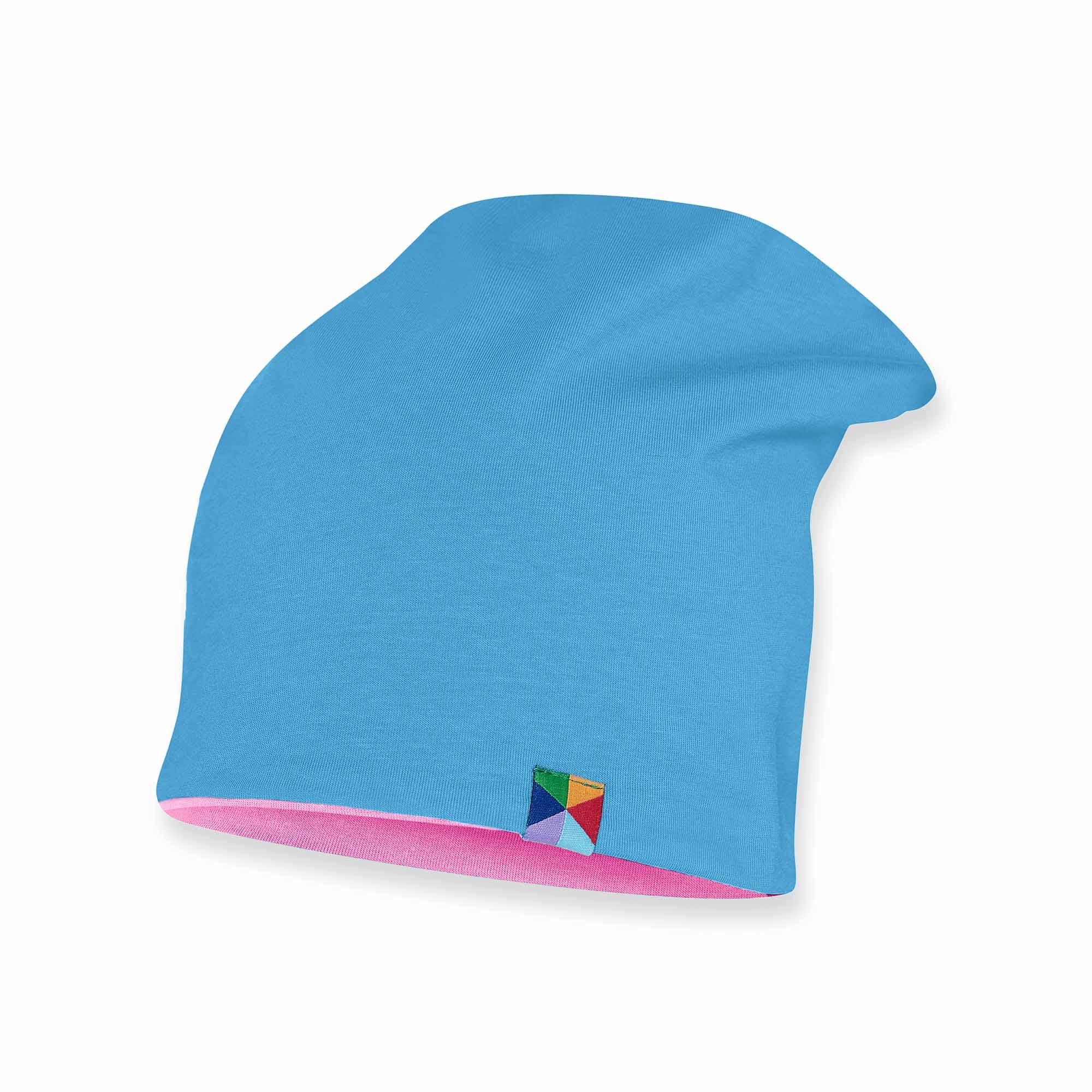Pasteloworóżowo-pastelowoniebieska czapka dwustronna niemowlęca