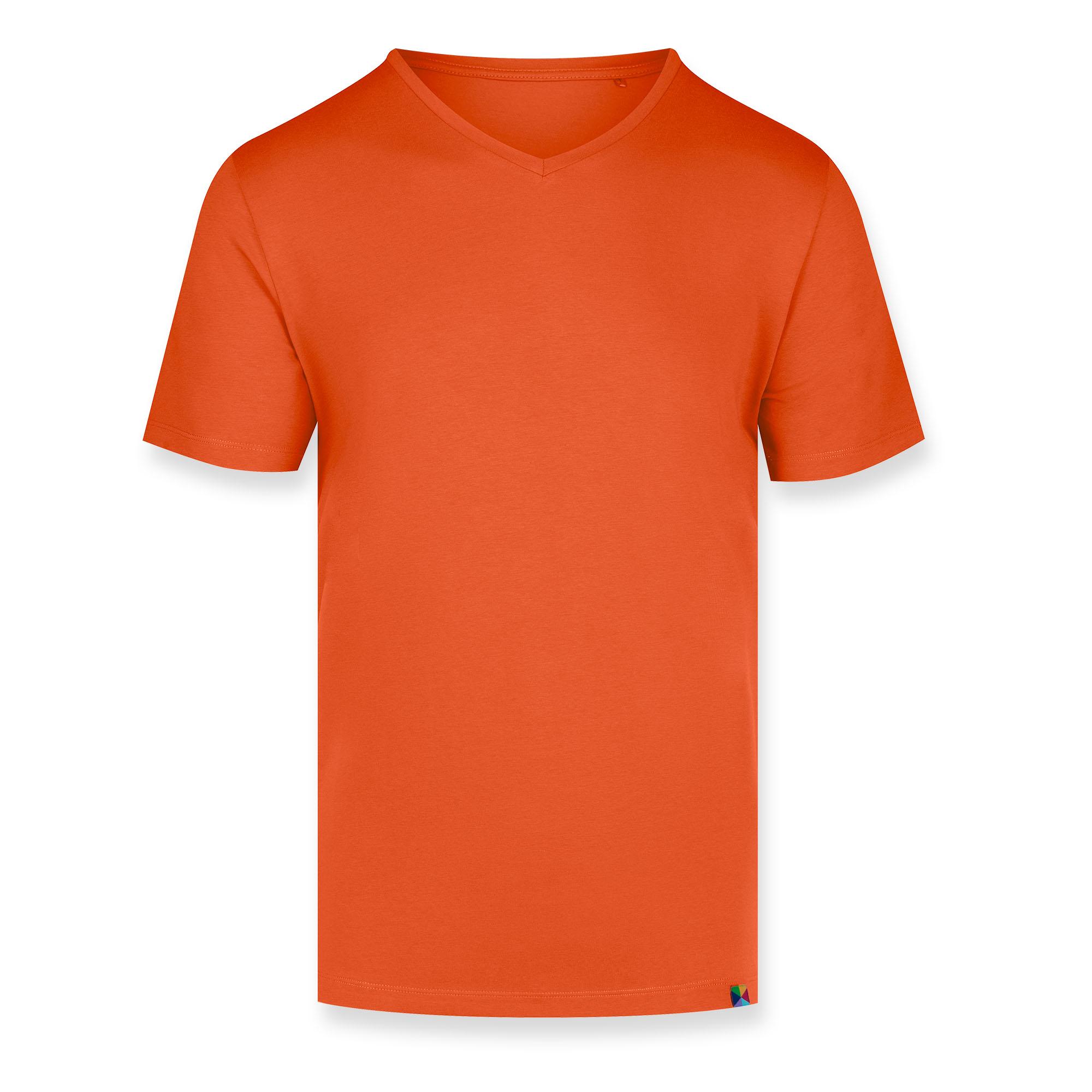 Pomarańczowy t-shirt w serek męski