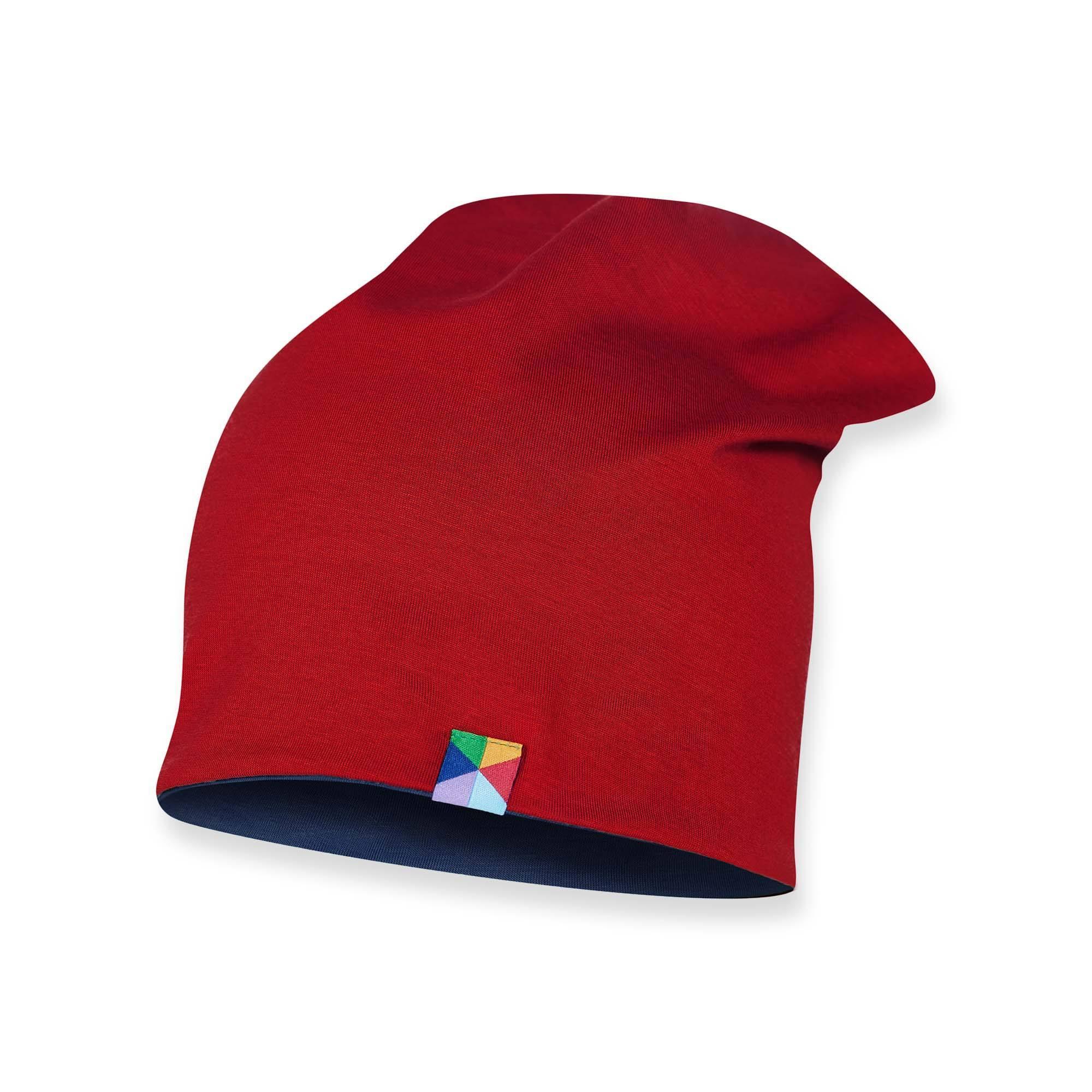 Czerwono-granatowa czapka dwustronna