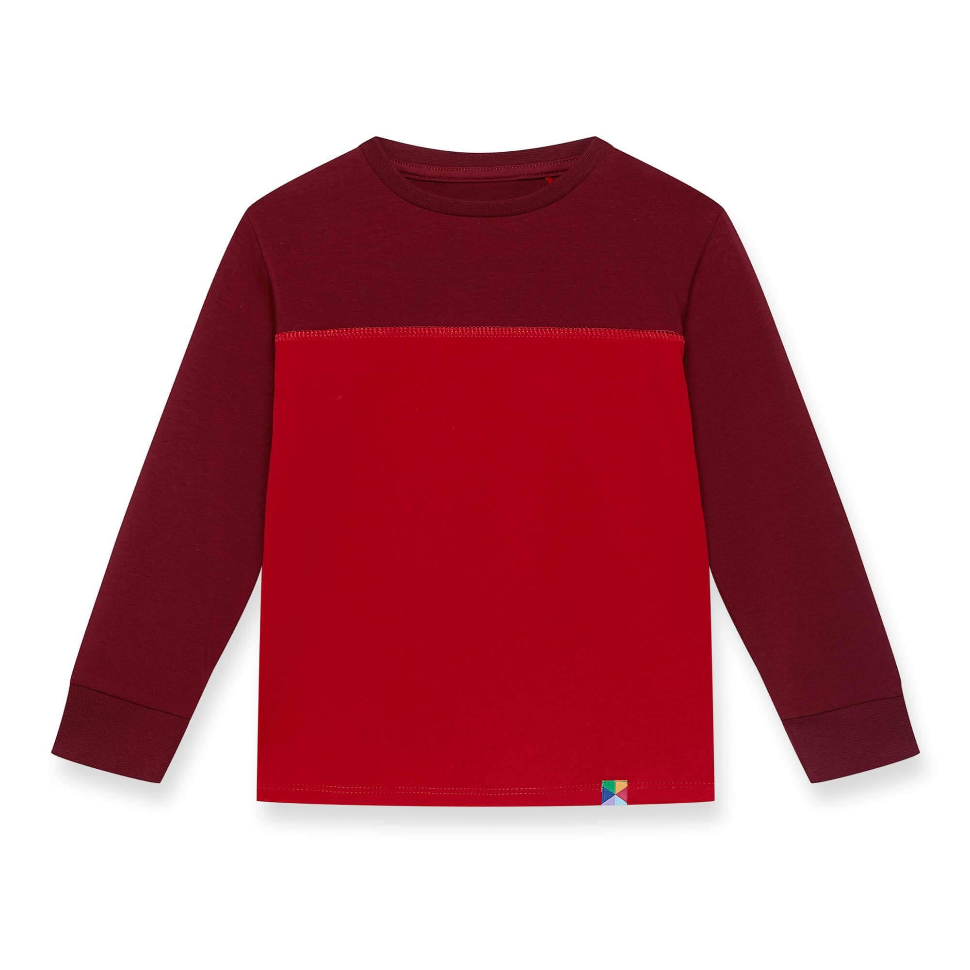 Bordowo-czerwona bluzka dwukolorowa