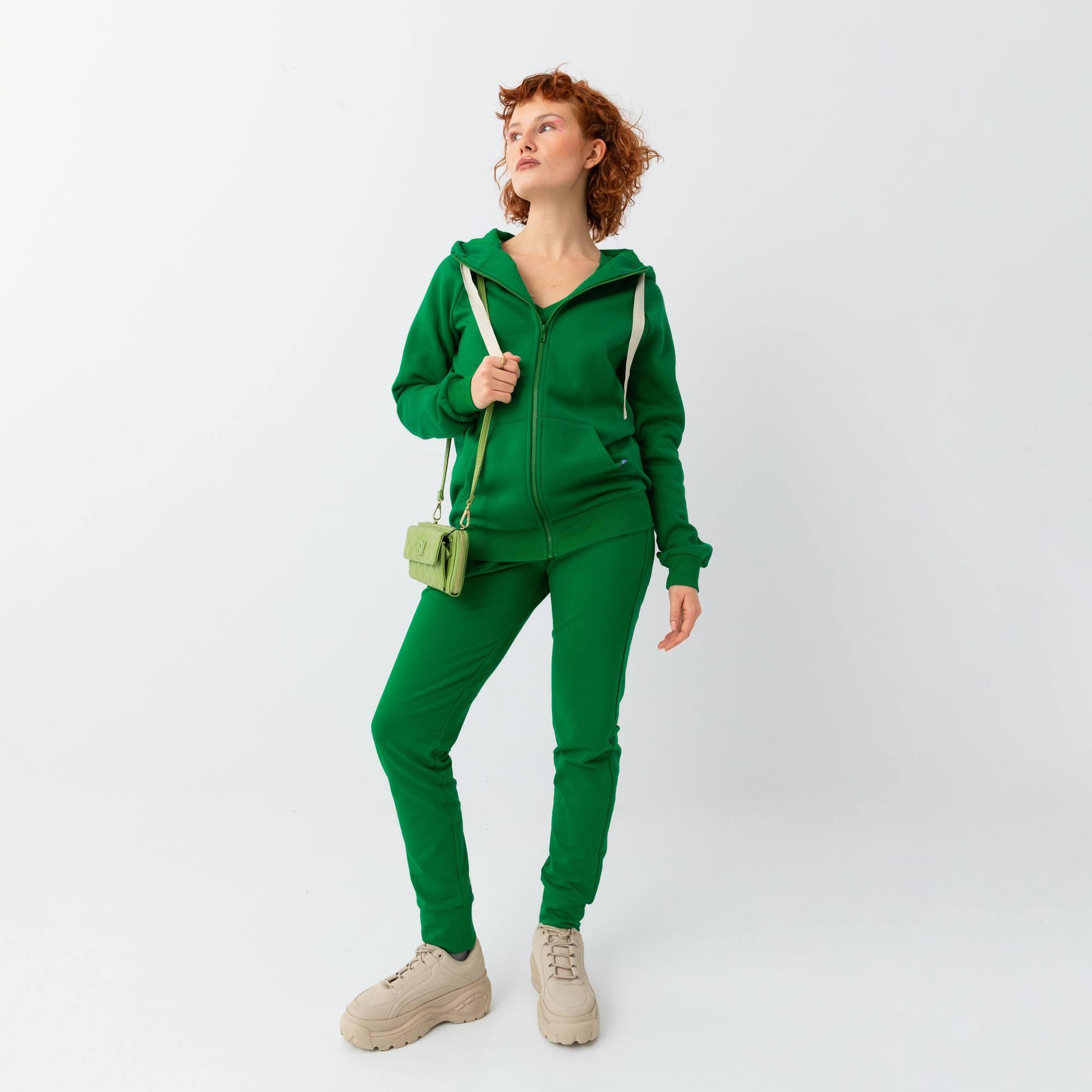 Zielone spodnie dresowe damskie