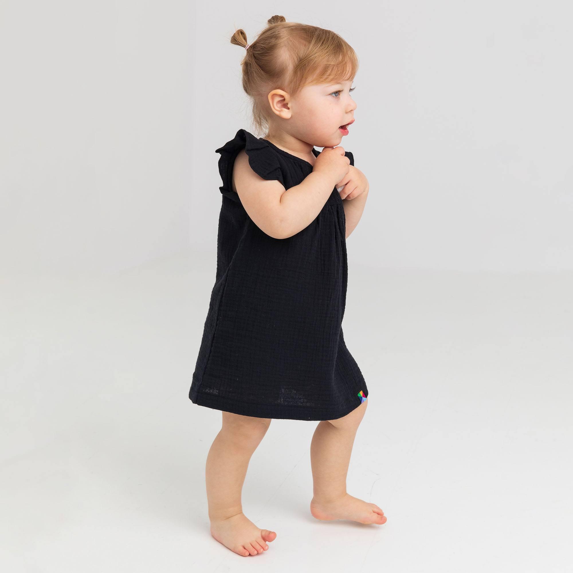 Czarna sukienka muślinowa niemowlęca