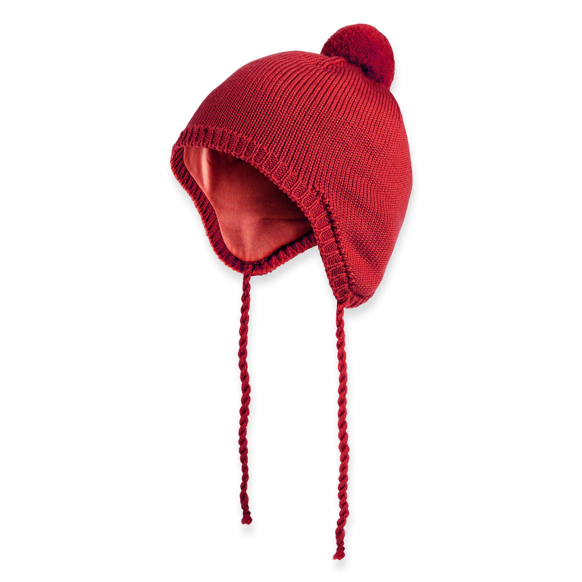 Czerwona czapka z wełny merino