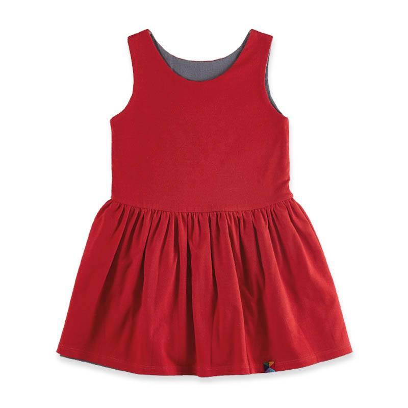 Czerwono-grafitowa sukienka dwustronna