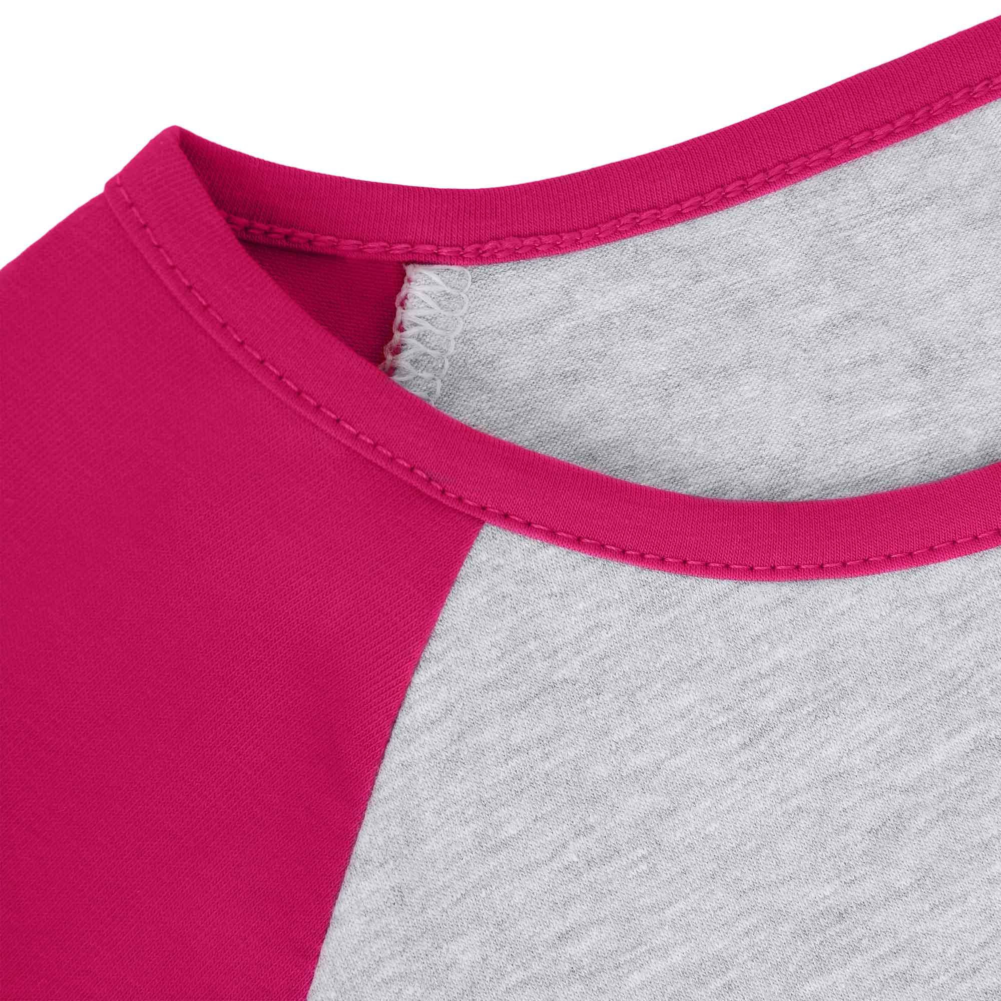 Szaro-różowa koszulka baseball z krótkim rękawem