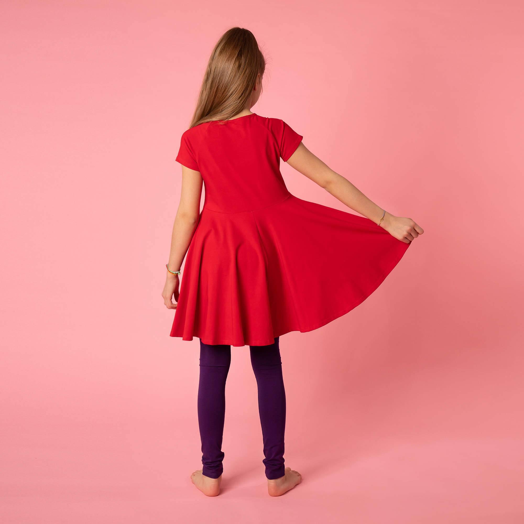 Czerwona sukienka z krótkim rękawem Junior