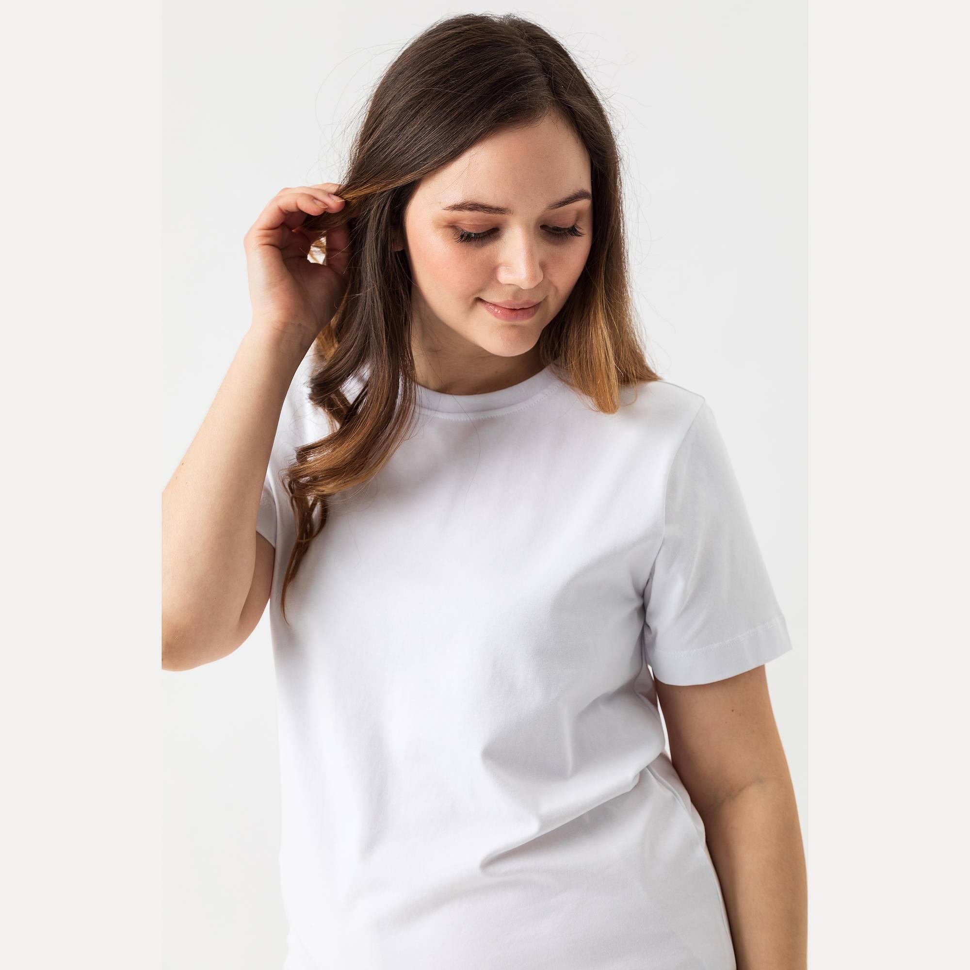 Biała koszulka ze ściągaczem damska