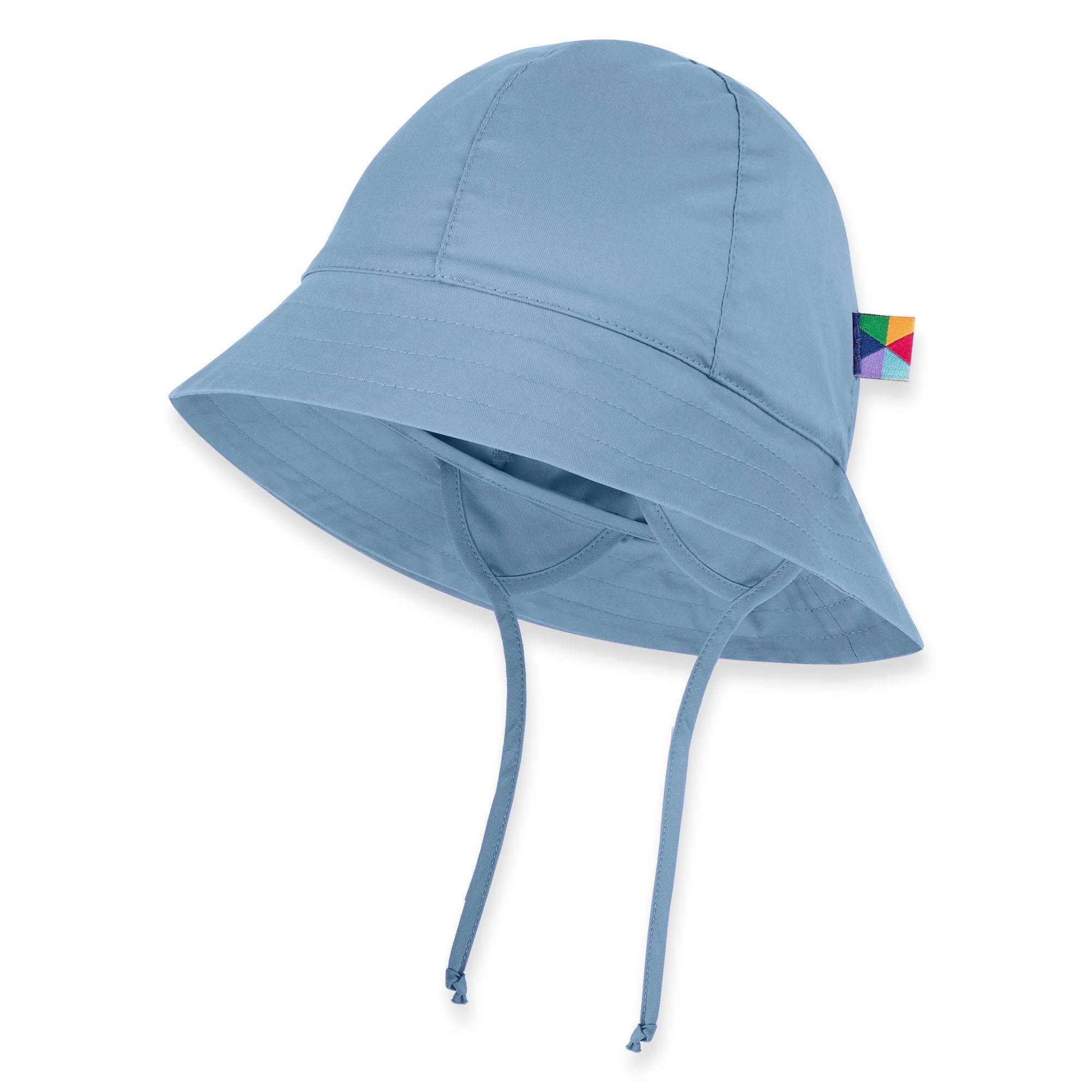 Błękitny kapelusz z troczkami