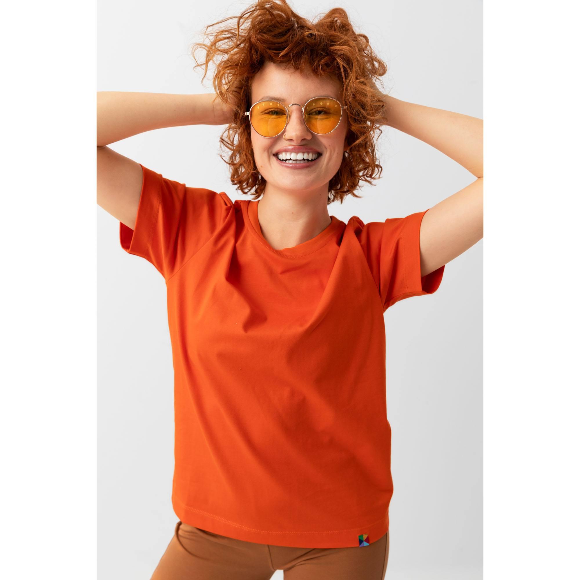 Pomarańczowa koszulka ze ściągaczem damska