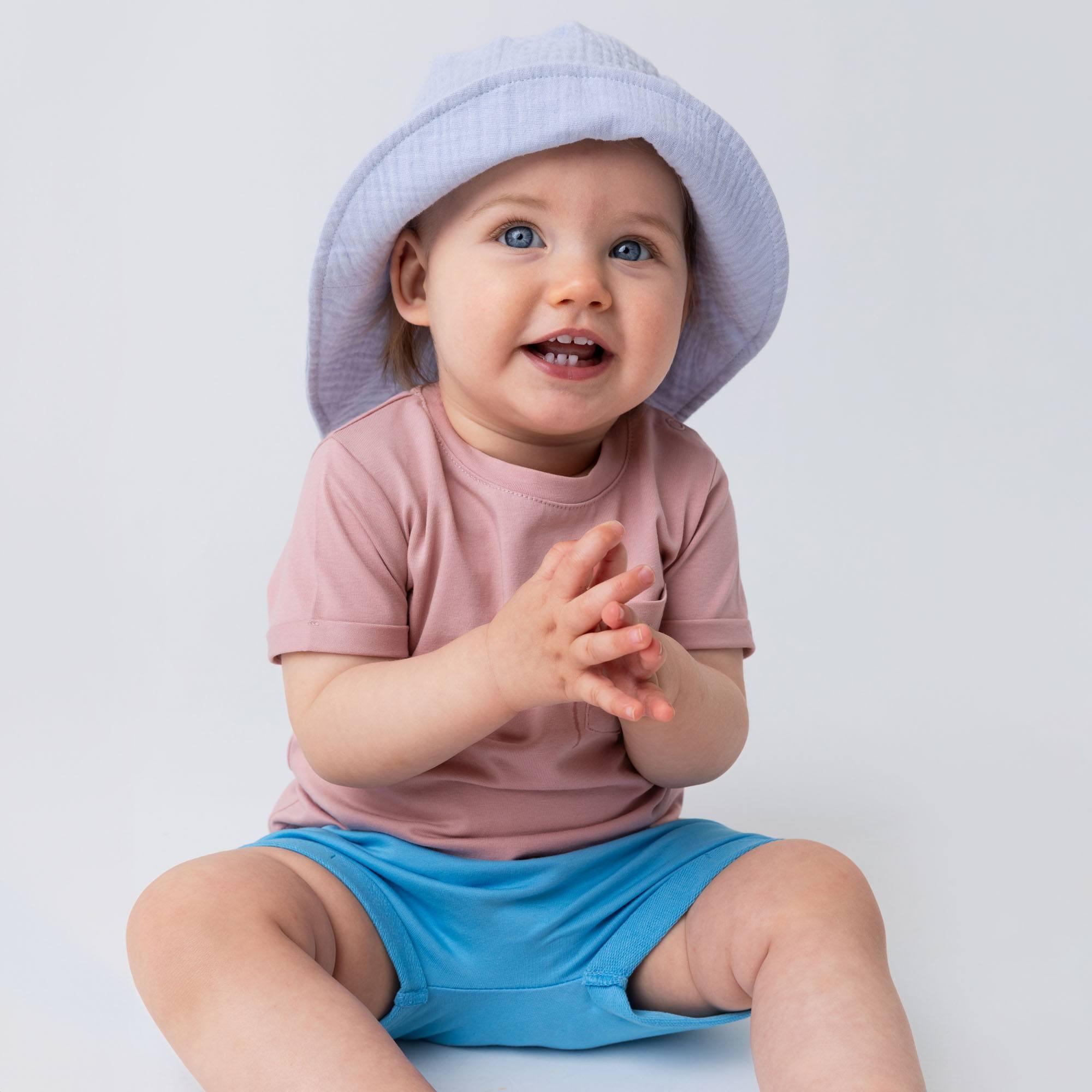 Jasnoniebieski kapelusz muślinowy niemowlę