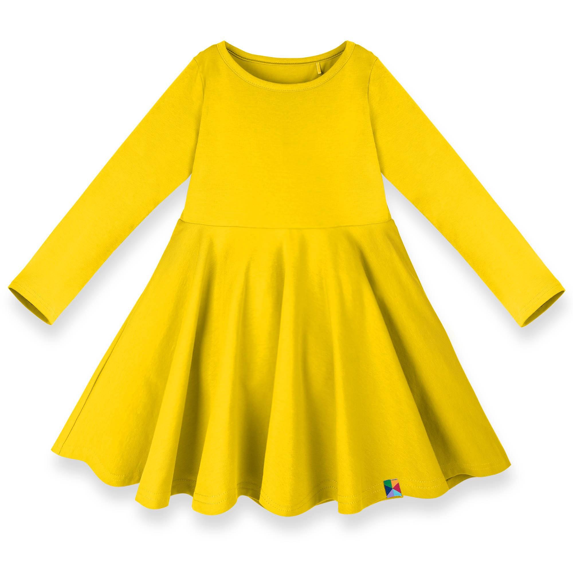 Żółta sukienka z długim rękawem