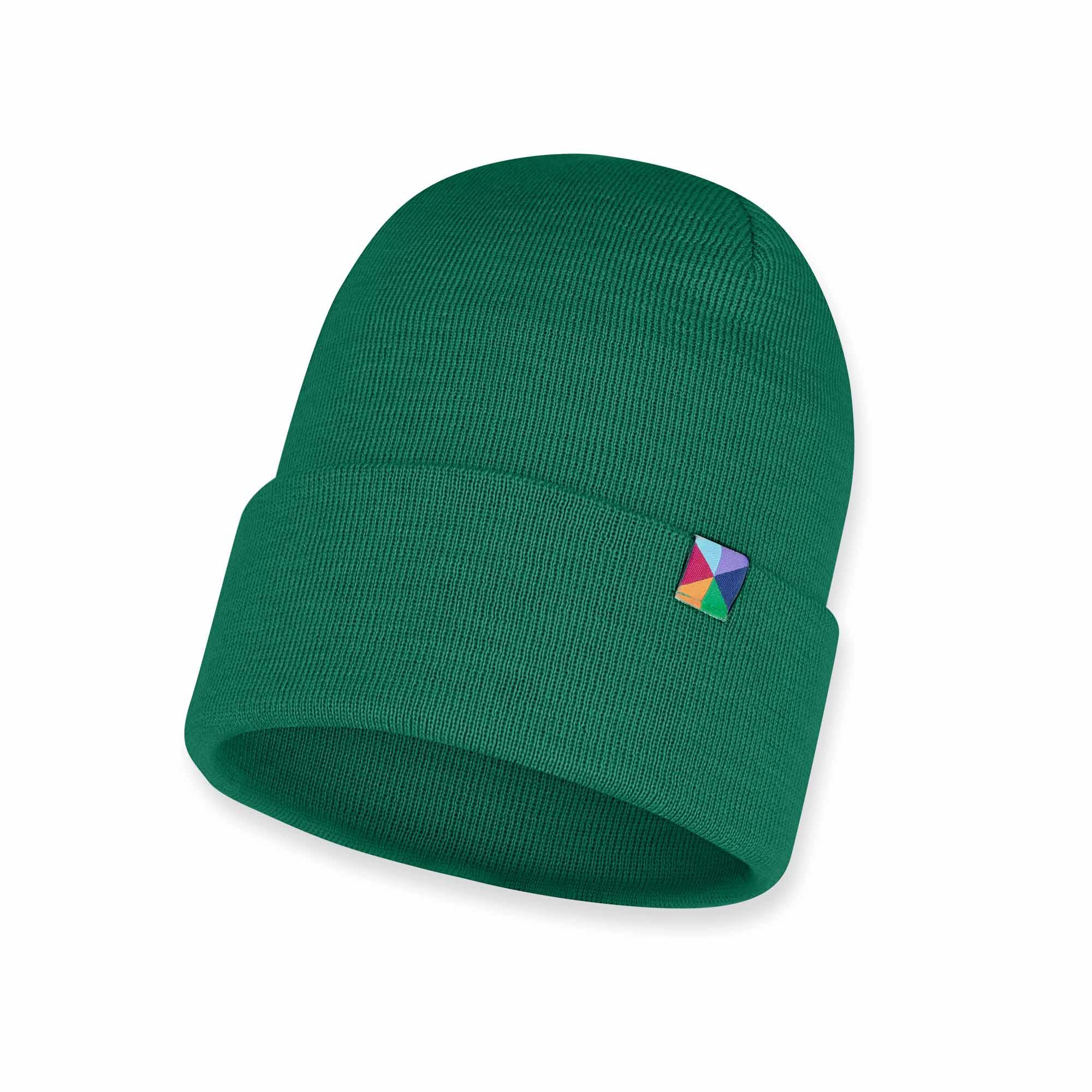 Zielona czapka z wełny merino o drobnym splocie