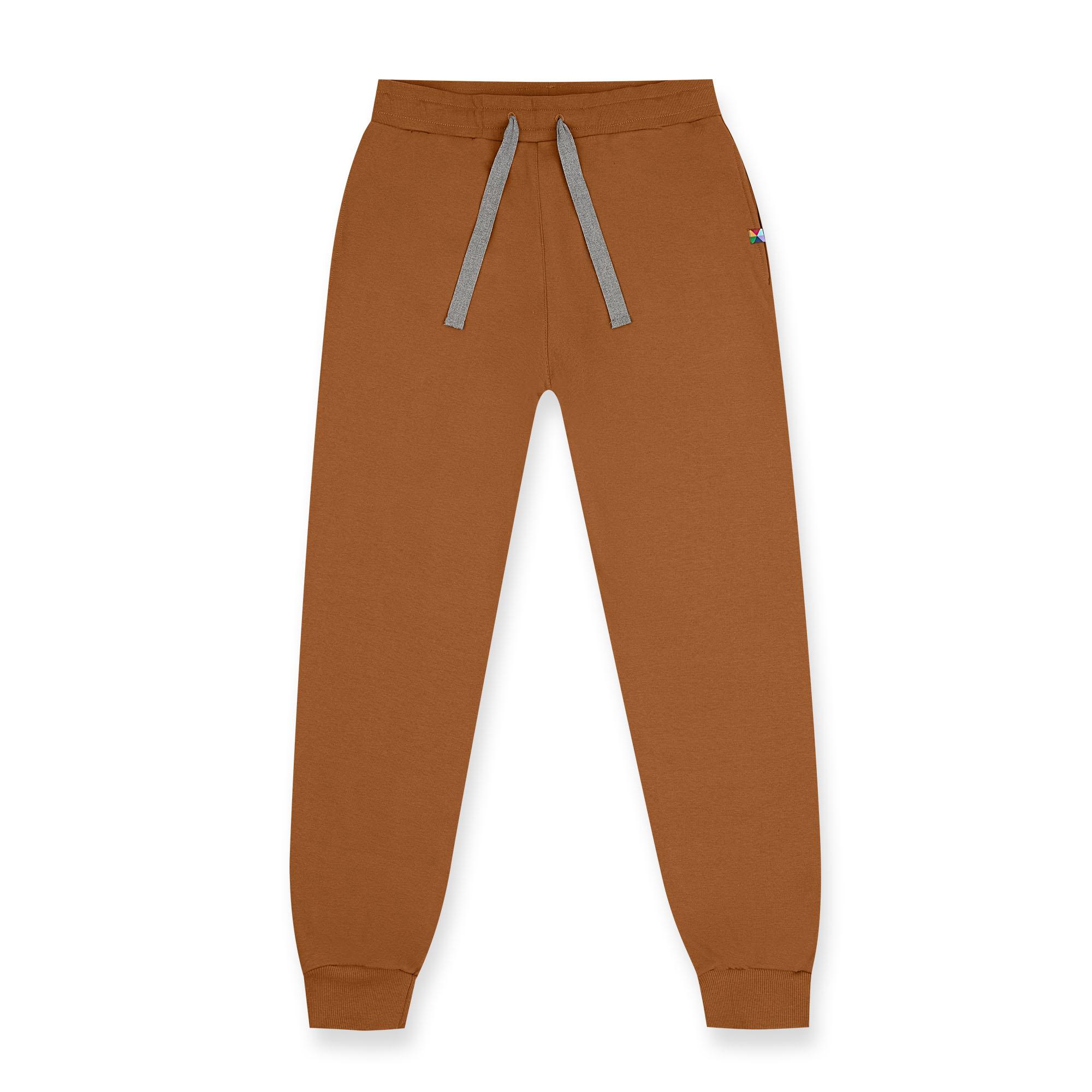 Karmelowe spodnie dresowe z meszkiem męskie