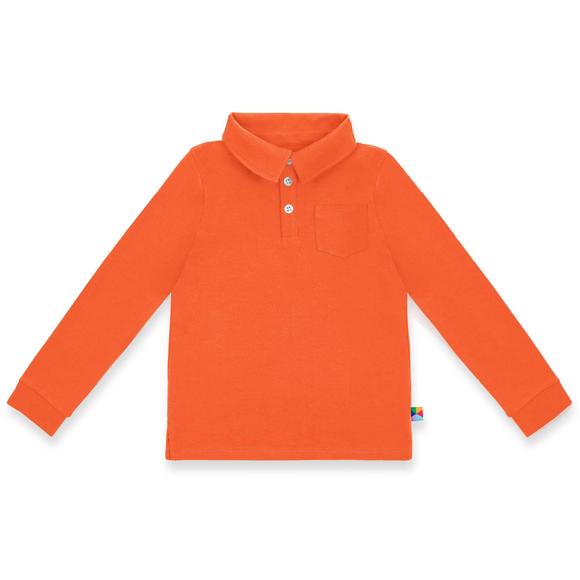 Pomarańczowa koszulka polo z długim rękawem